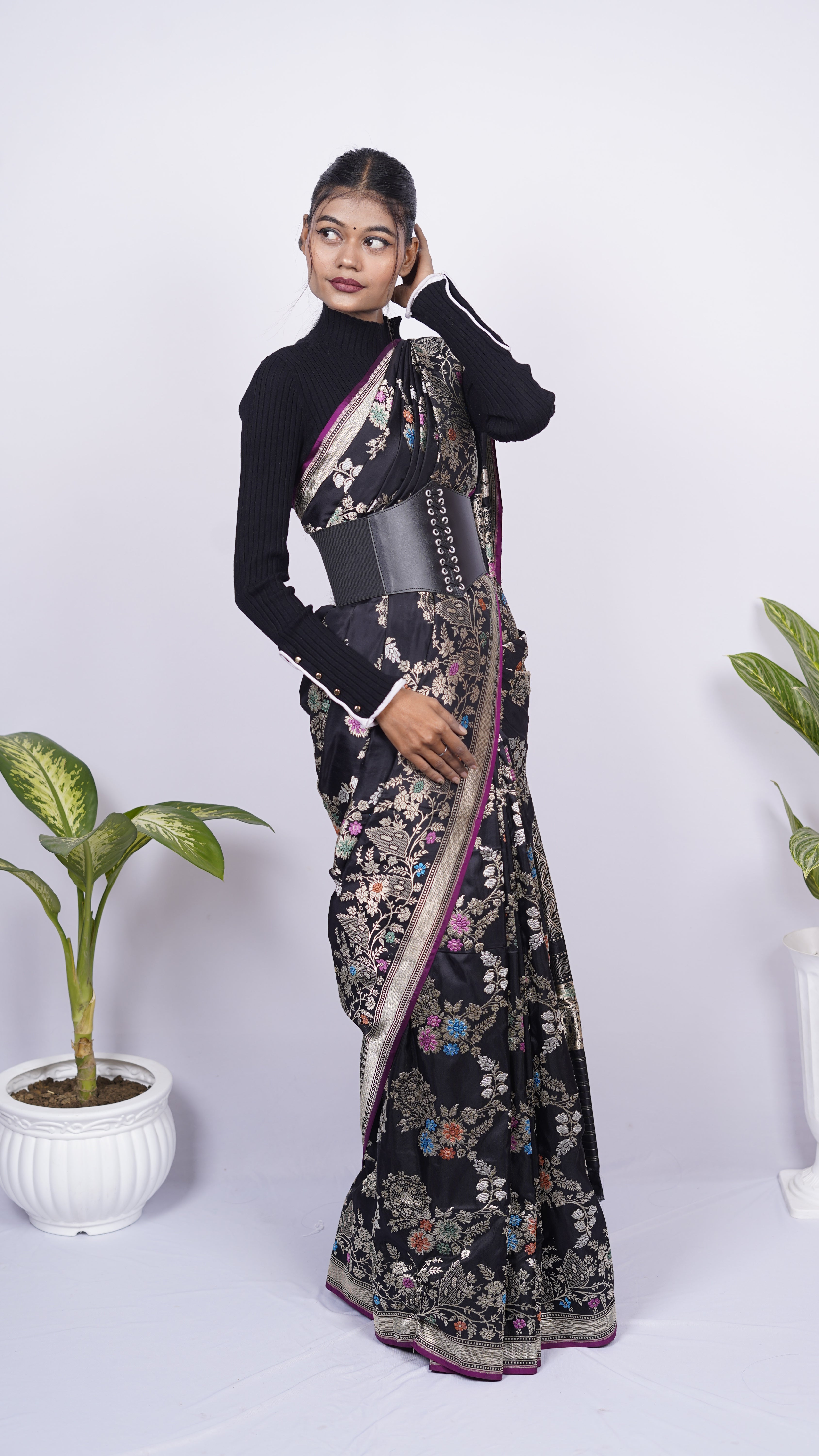 Pure Banarasi Handloom Katan by Katan Kadhwa Tilfi Designer Jangla Saree