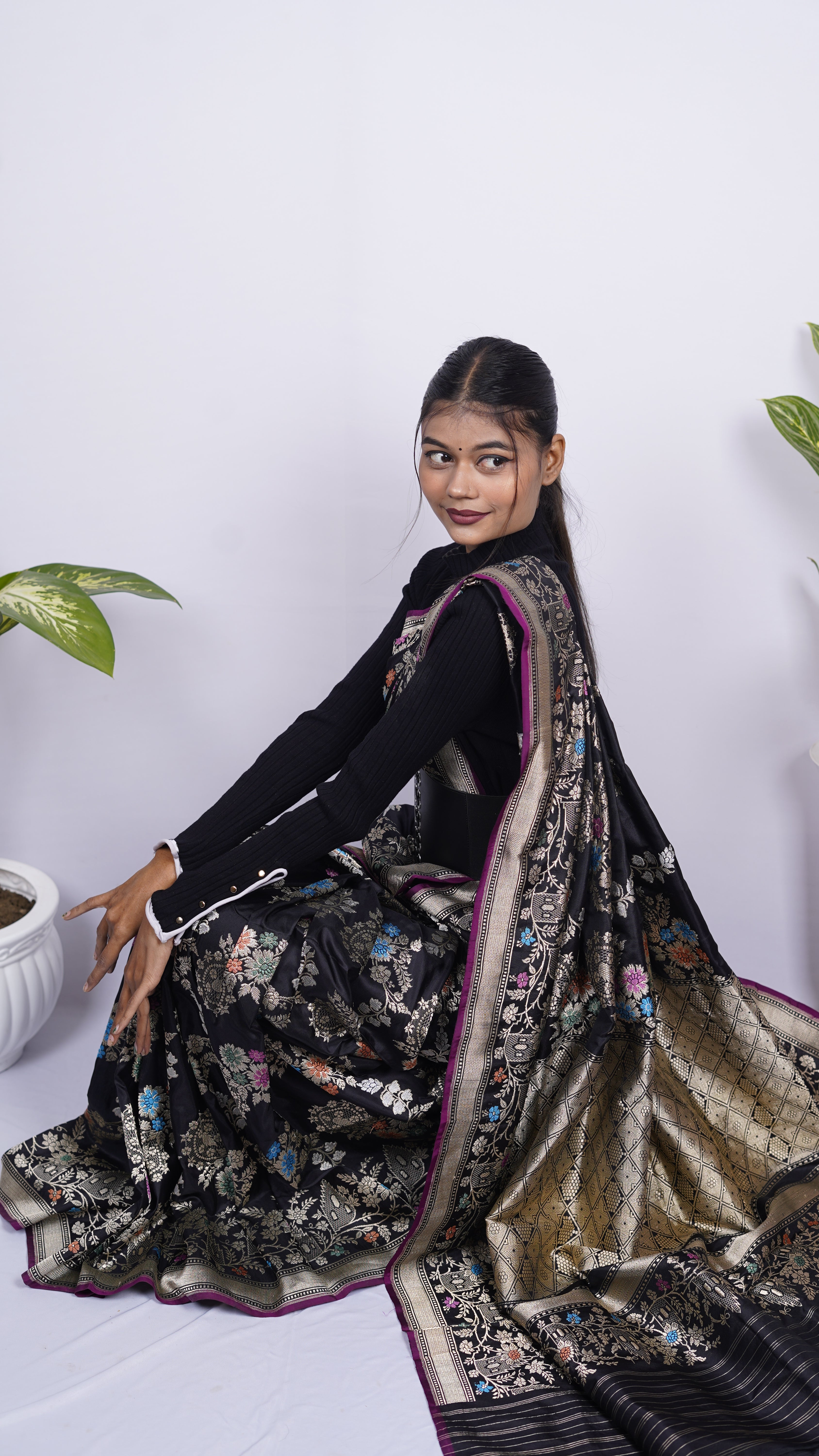 Pure Banarasi Handloom Katan by Katan Kadhwa Tilfi Designer Jangla Saree