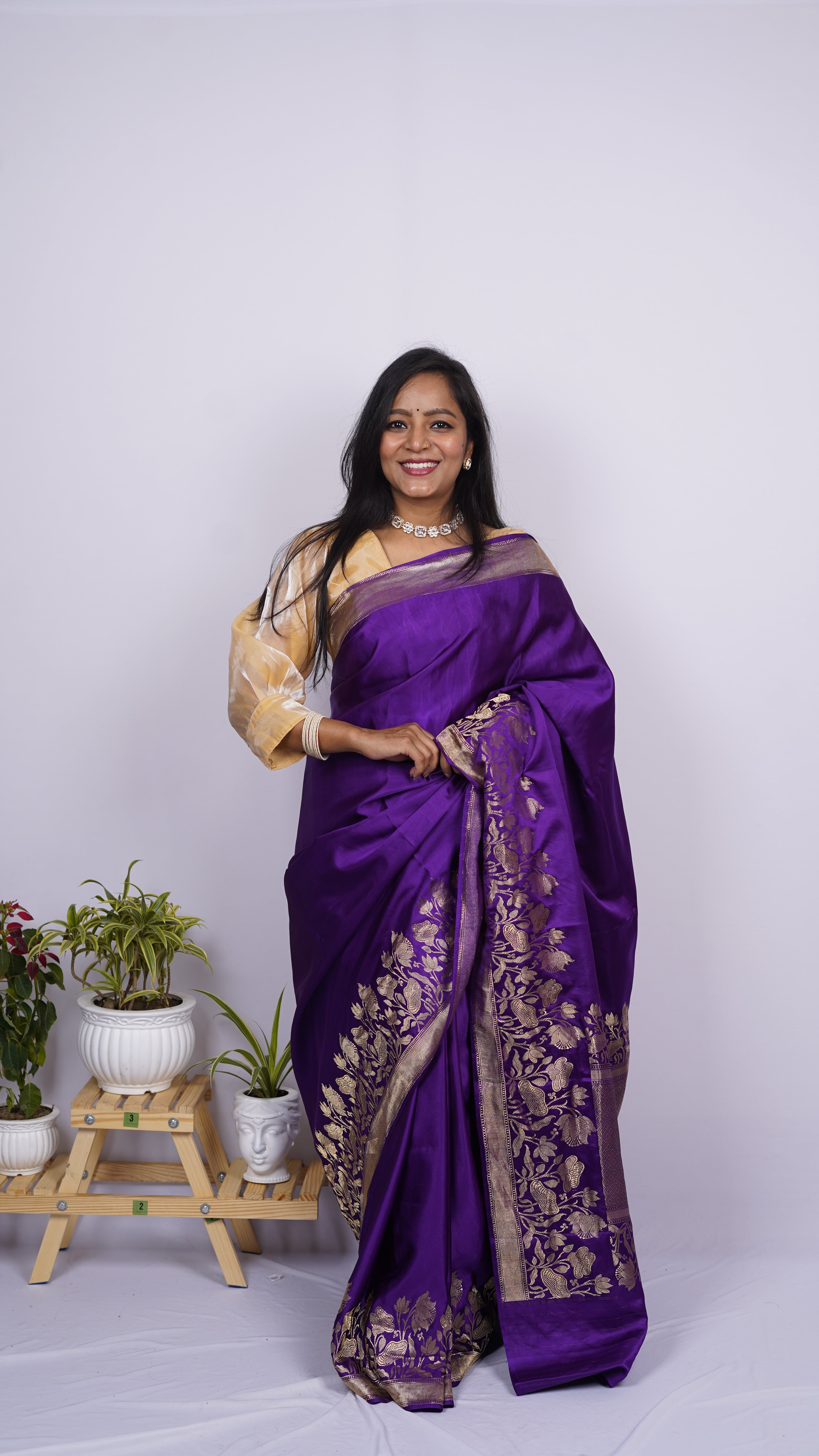 Pure Banarasi Handloom Mashru Silk Saree