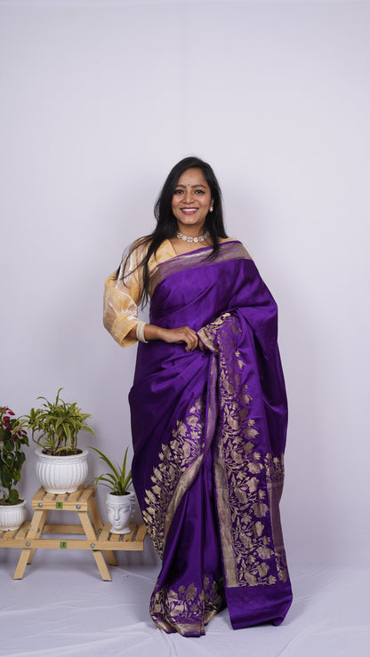 Pure Banarasi Handloom Mashru Silk Saree