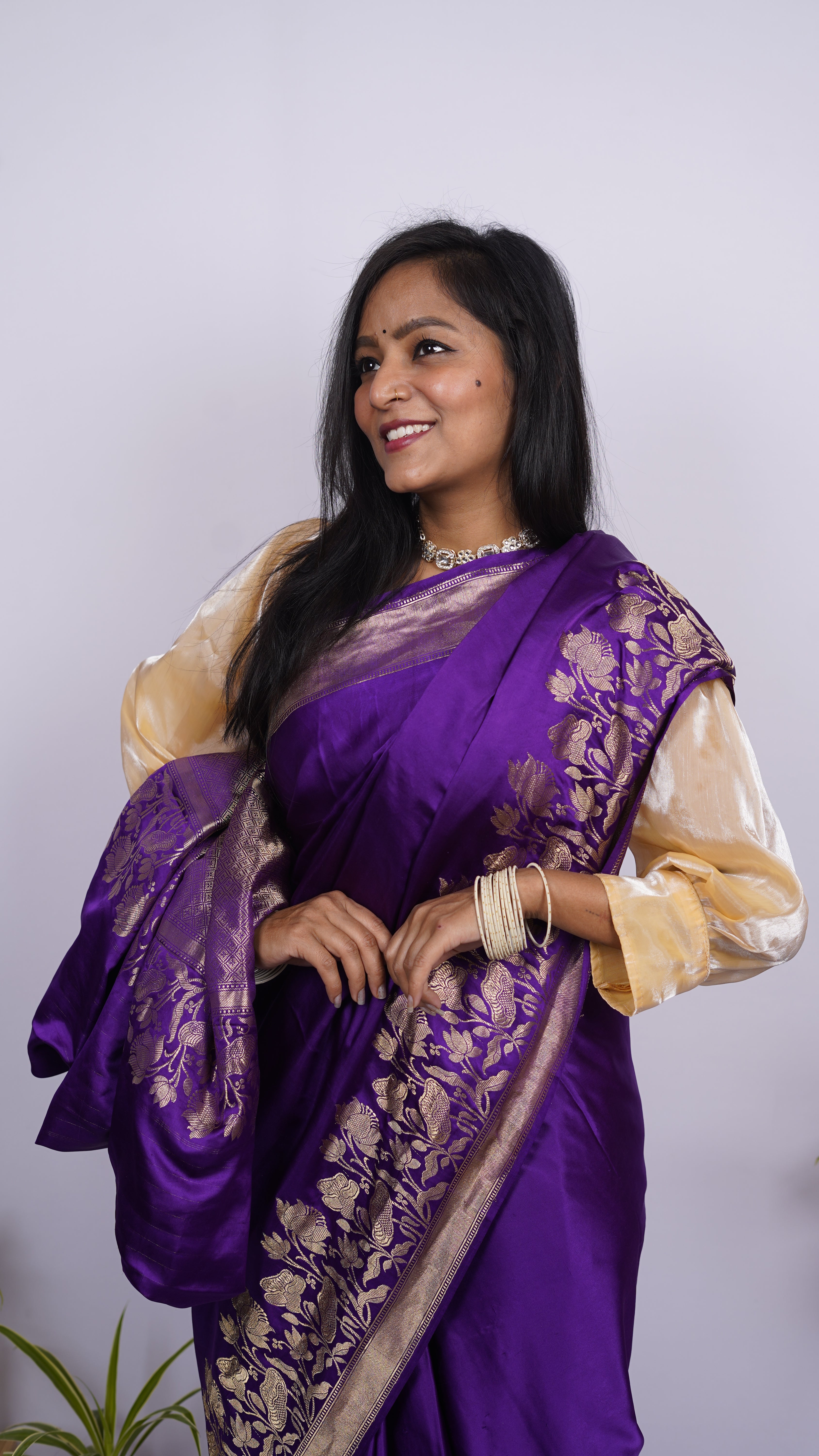 Pure Banarasi Handloom Mashru Silk Saree