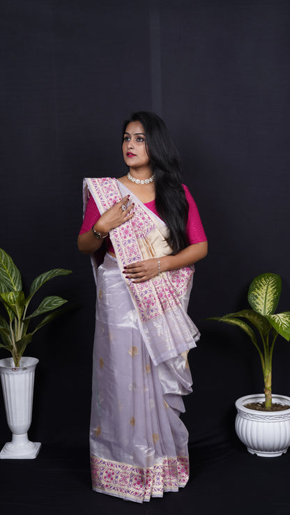 Pure Banarasi Handloom Kadhuwa Tissue Paithani Saree