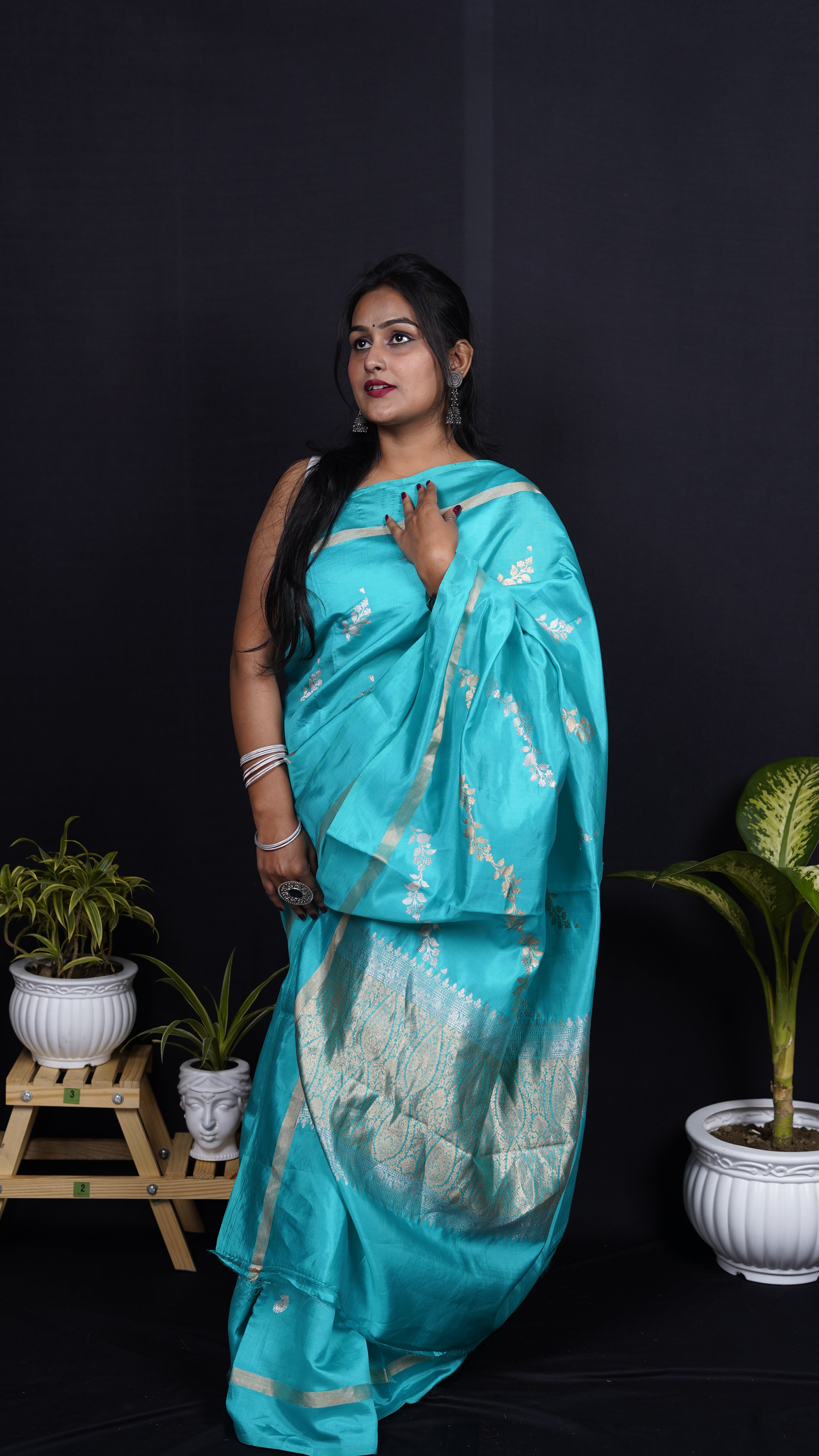 Pure Banarasi Handloom Raw Mango Silk Saree