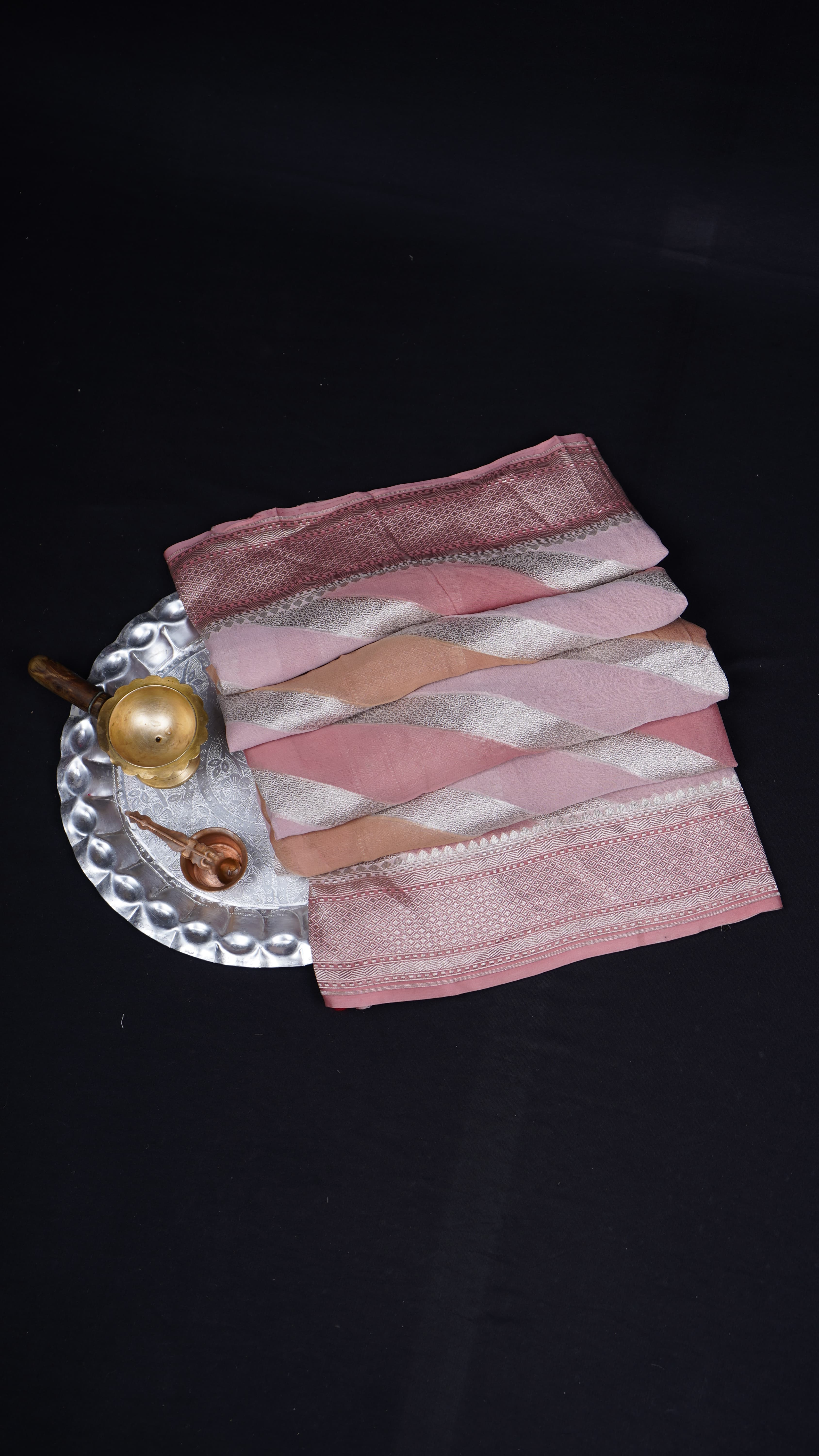 Pure Banarasi Handloom Khaddi Georgette Rangkaat Striped Saree