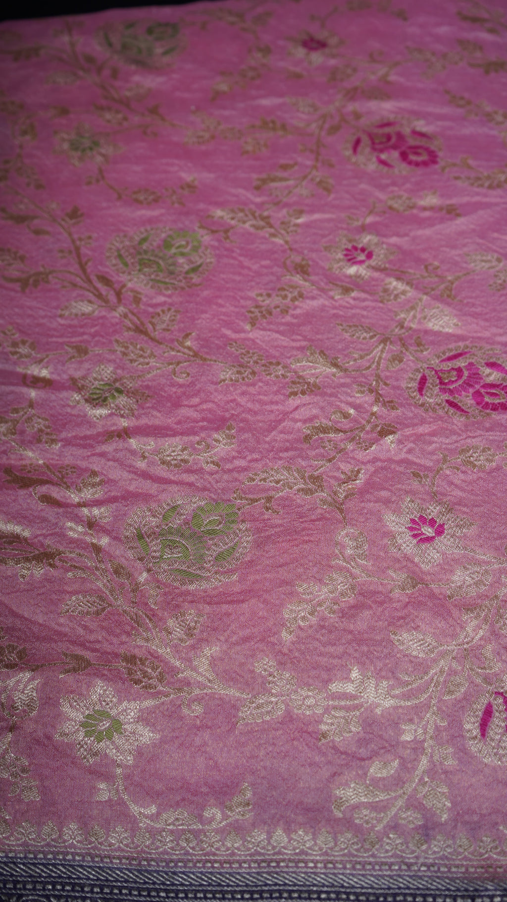 Pure Banarasi Handloom Moonga Tissue Georgette Saree