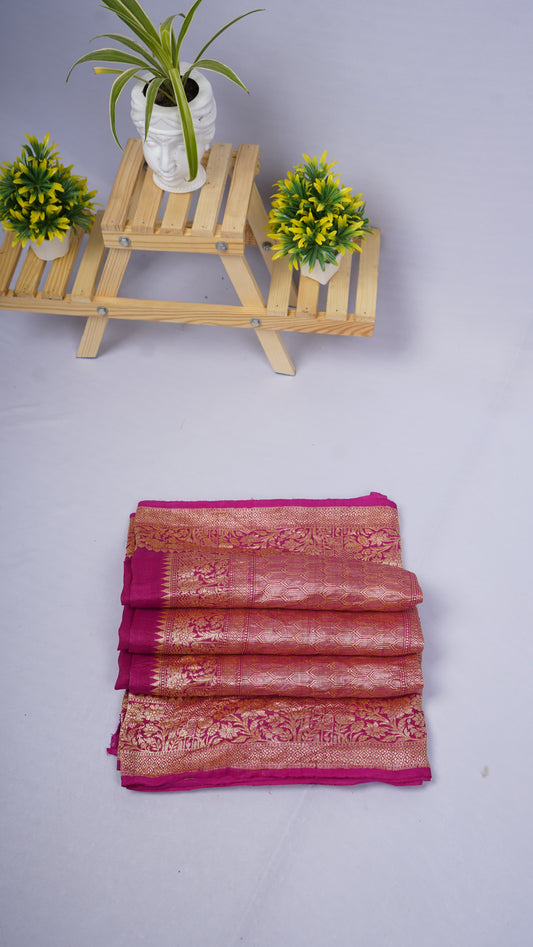 Pure Banarasi Handloom Tussar Georgette Plain Saree