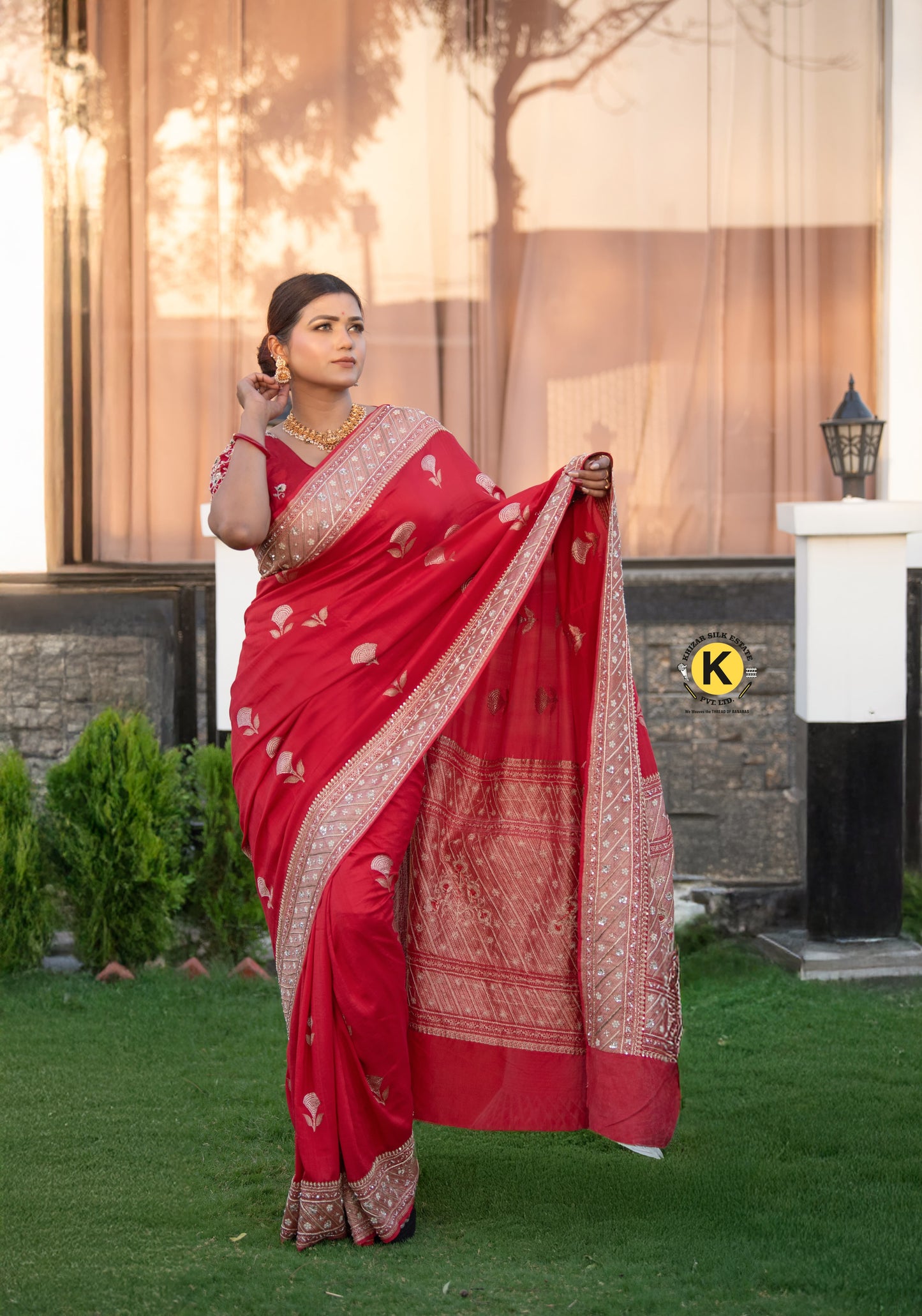Pure Banarasi Handloom Real Zari Mashru Kadhwa Handwoven & Hand Work Saree