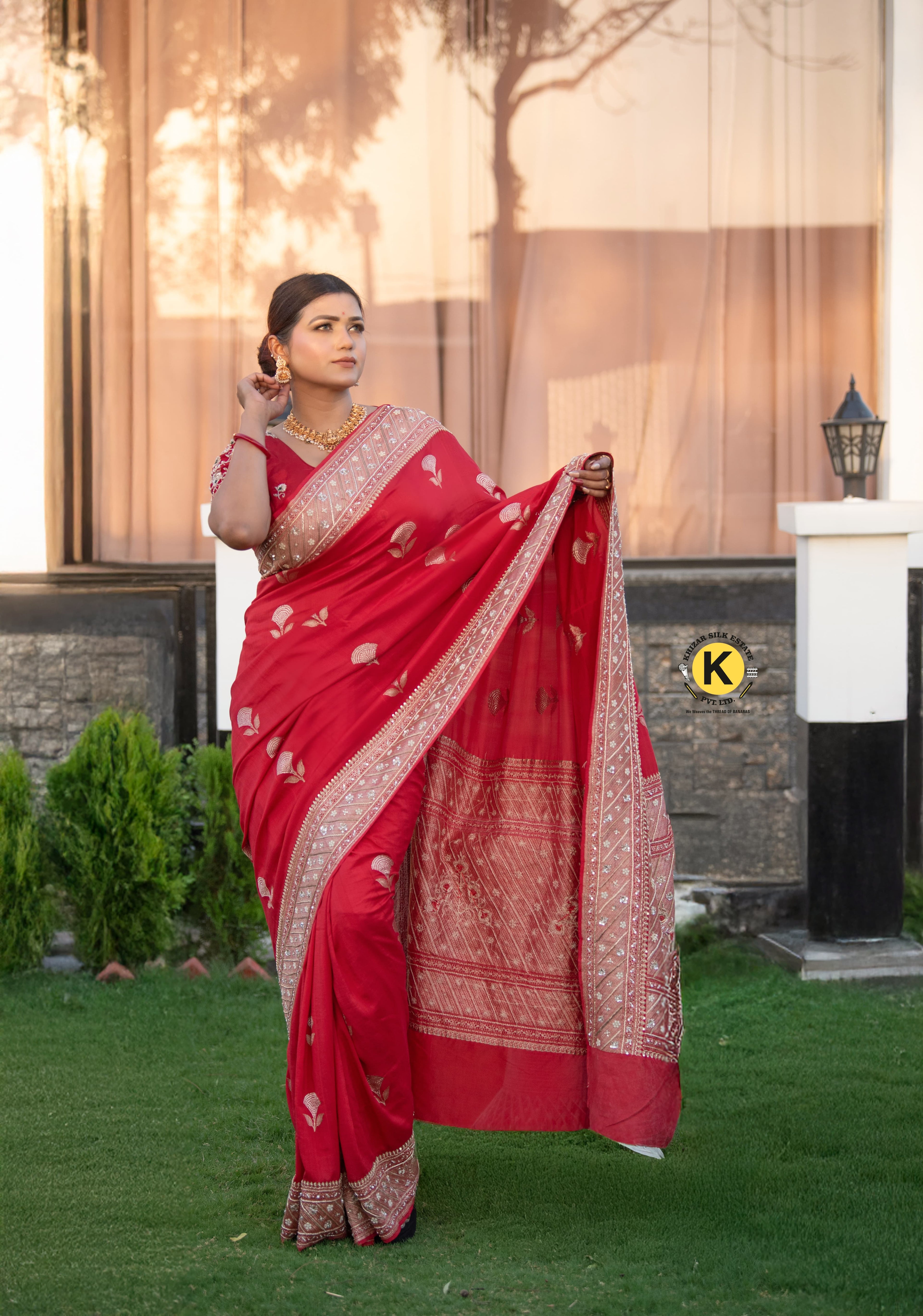 Pure Banarasi Handloom Real Zari Mashru Kadhwa Handwoven & Hand Work Saree