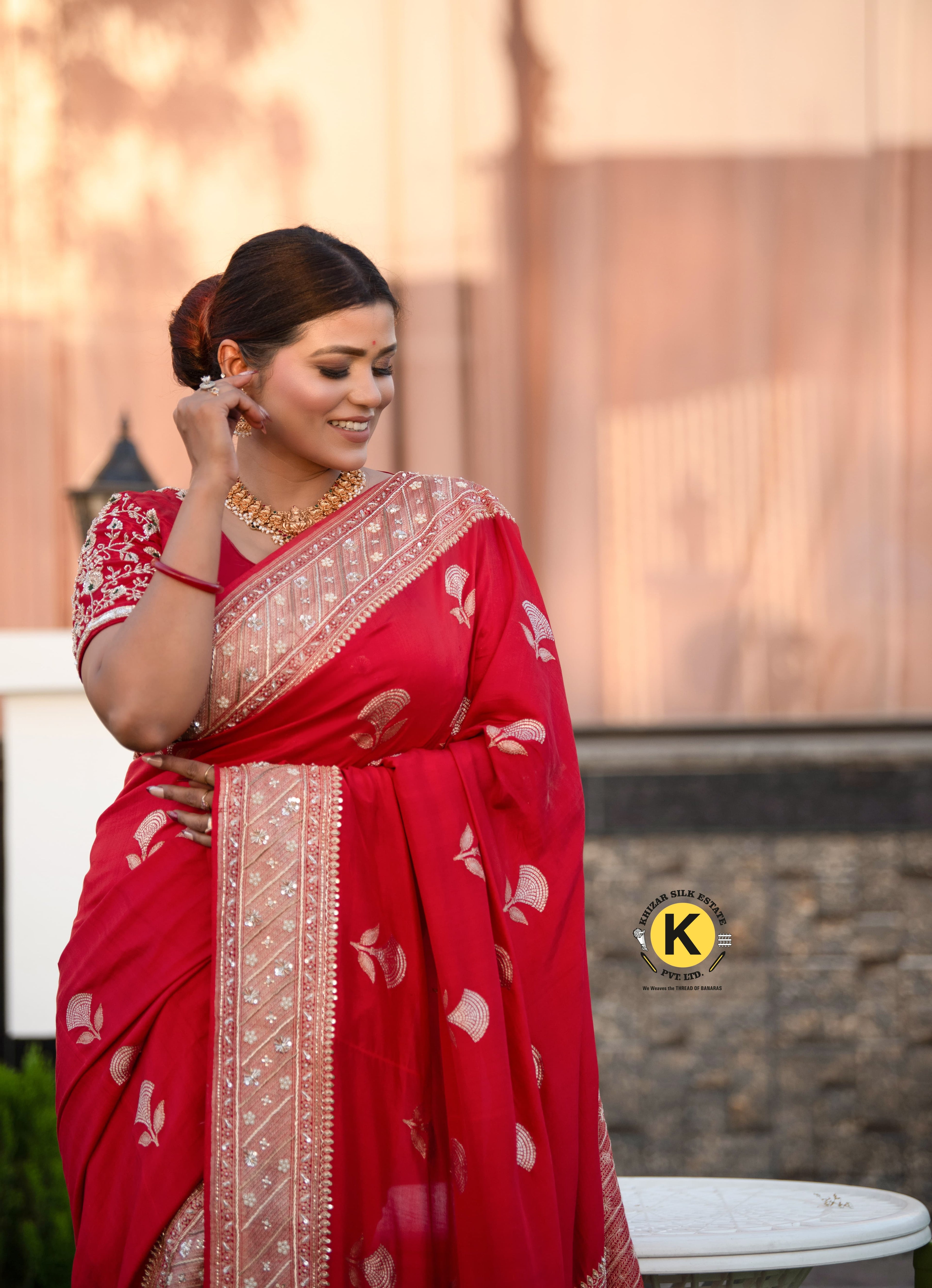 Pure Banarasi Handloom Real Zari Mashru Kadhwa Handwoven & Hand Work Saree