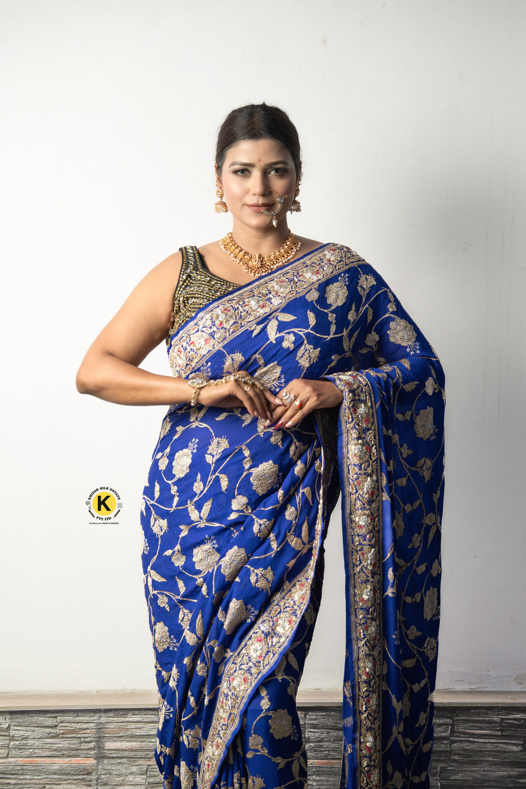 Pure Banarasi Handloom Khaddi Georgette Handwork Real Zari Kadhwa Saree