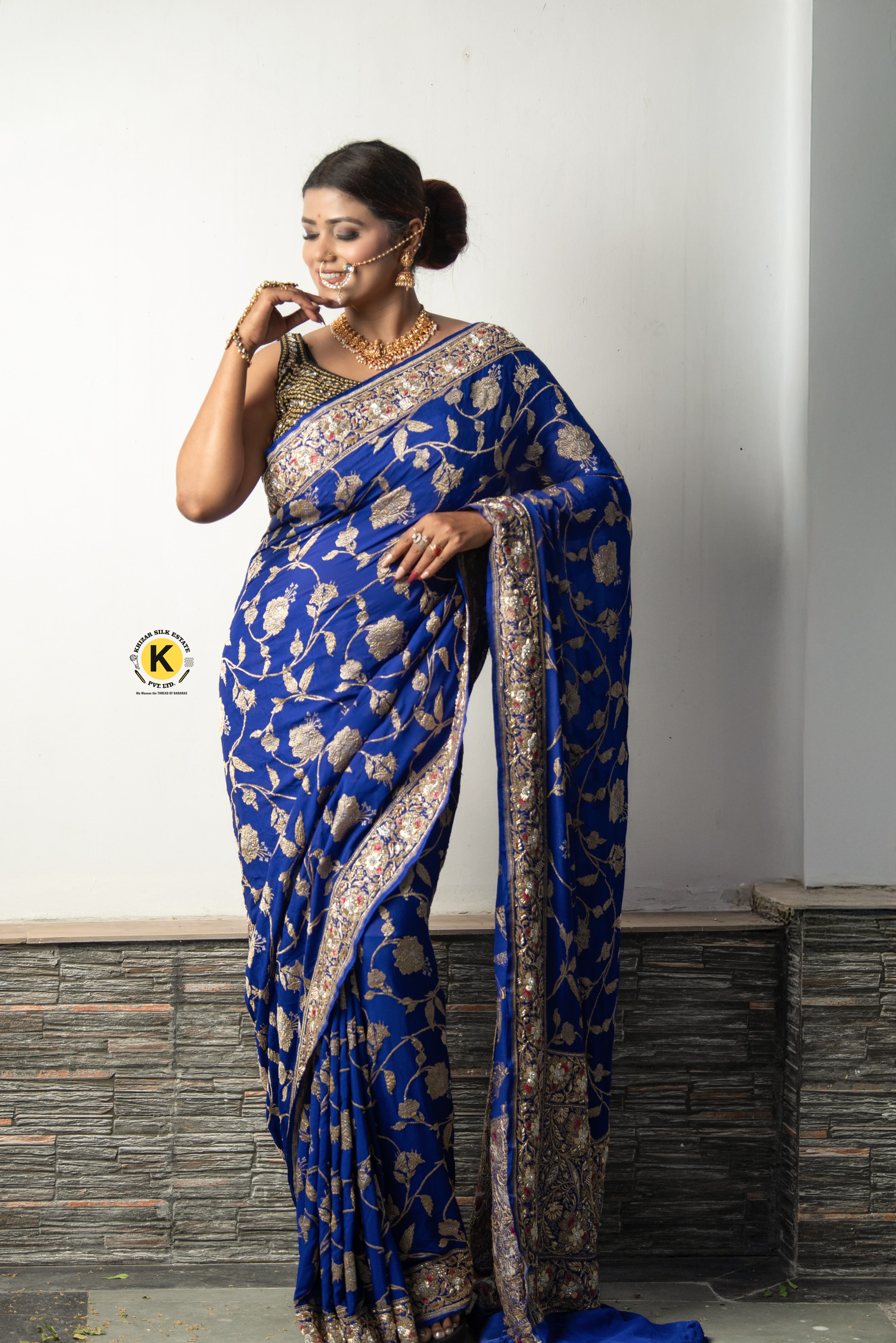 Pure Banarasi Handloom Khaddi Georgette Handwork Real Zari Kadhwa Saree