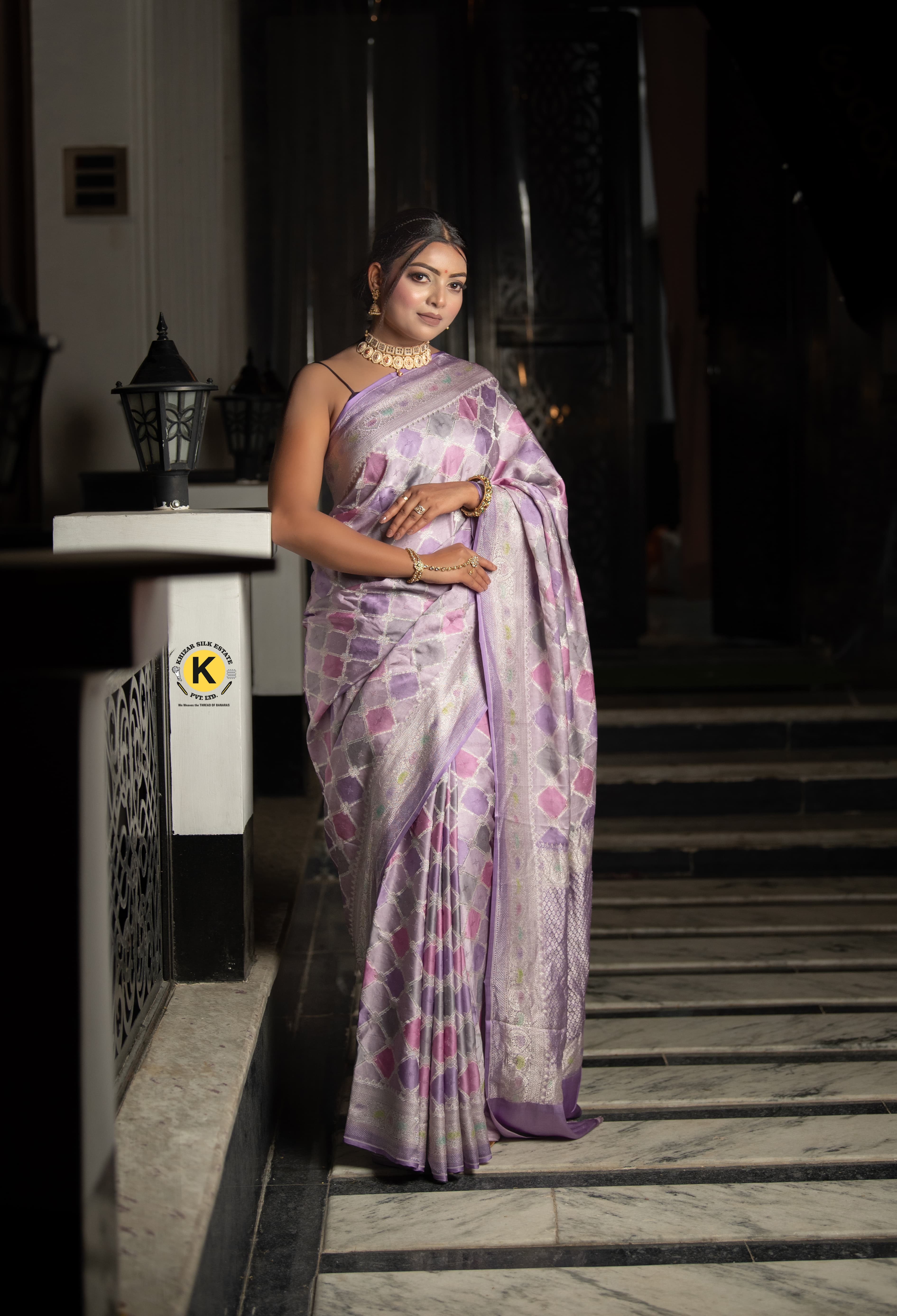 Pure Banarasi Handloom Katan Mashru Rangkaat Saree