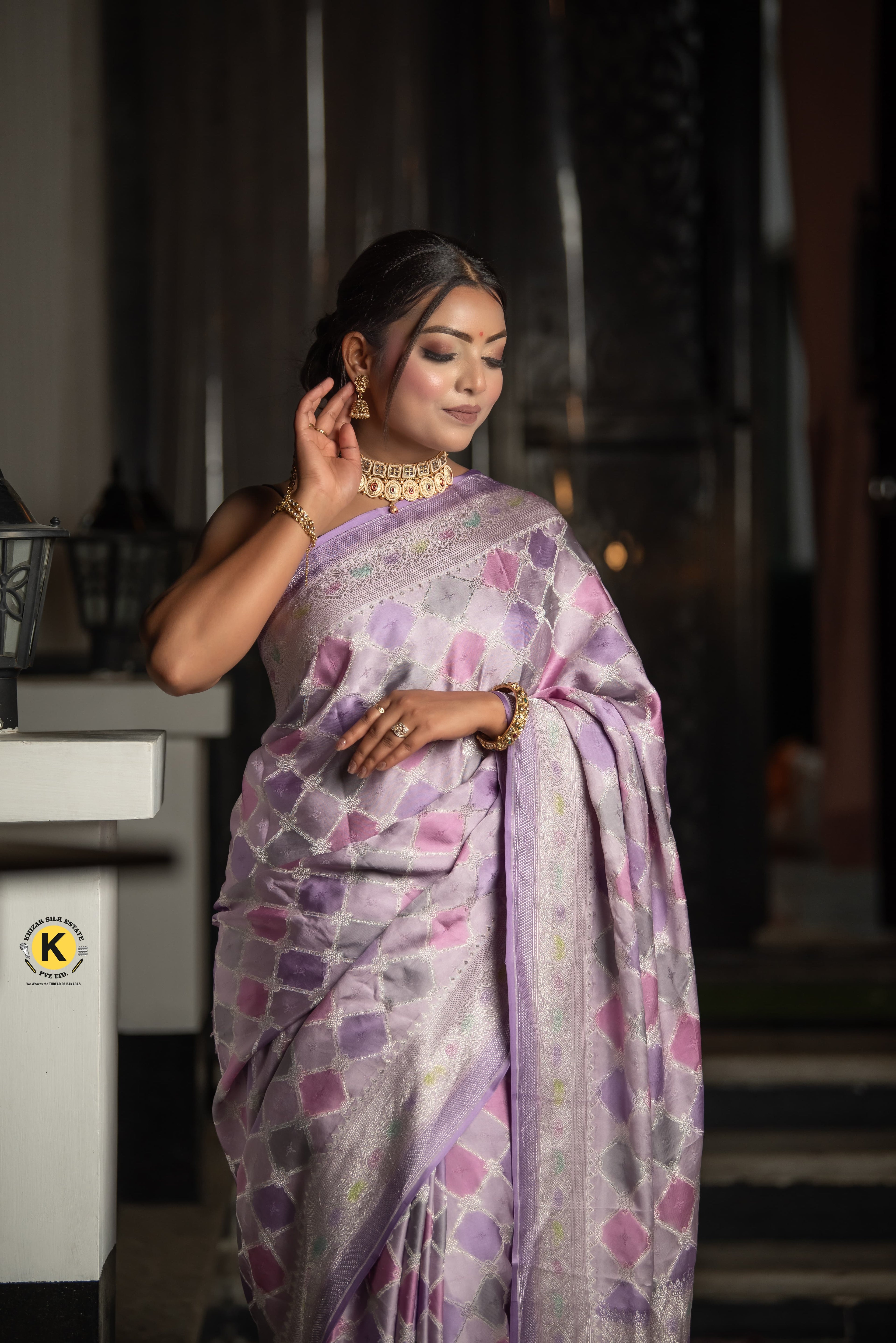 Pure Banarasi Handloom Katan Mashru Rangkaat Saree