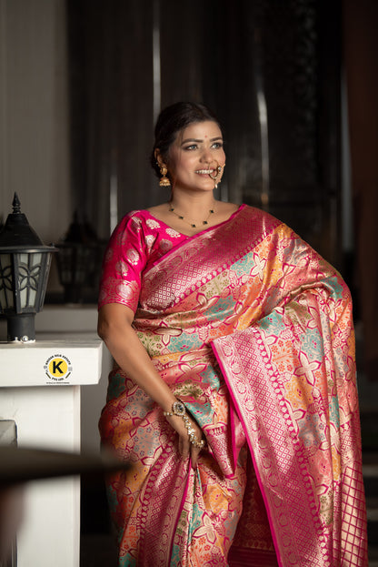 Pure Banarasi Handloom Katan Kinkhwab Saree