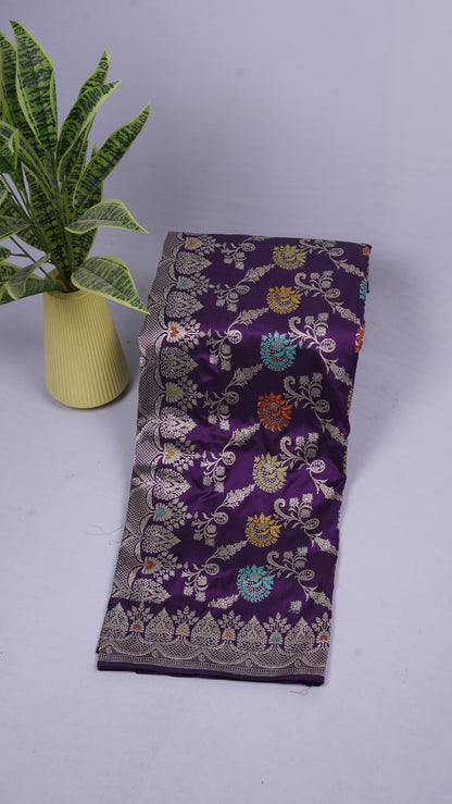 Pure Banarasi Handloom Katan Meenakari Jangla Saree