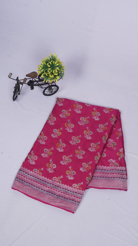 Pure Banarasi Handloom Katan Mashru Kadhuwa Saree