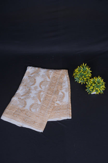 Pure Banarasi Handloom Khaddi Georgette Real Zari Kadhuwa Saree