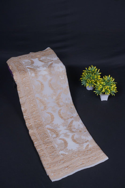 Pure Banarasi Handloom Khaddi Georgette Real Zari Kadhuwa Saree