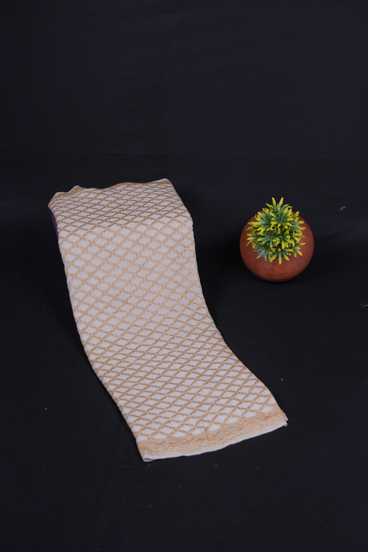 Pure Banarasi Handloom Khaddi Georgette Real Zari Kadhuwa Jungla Saree
