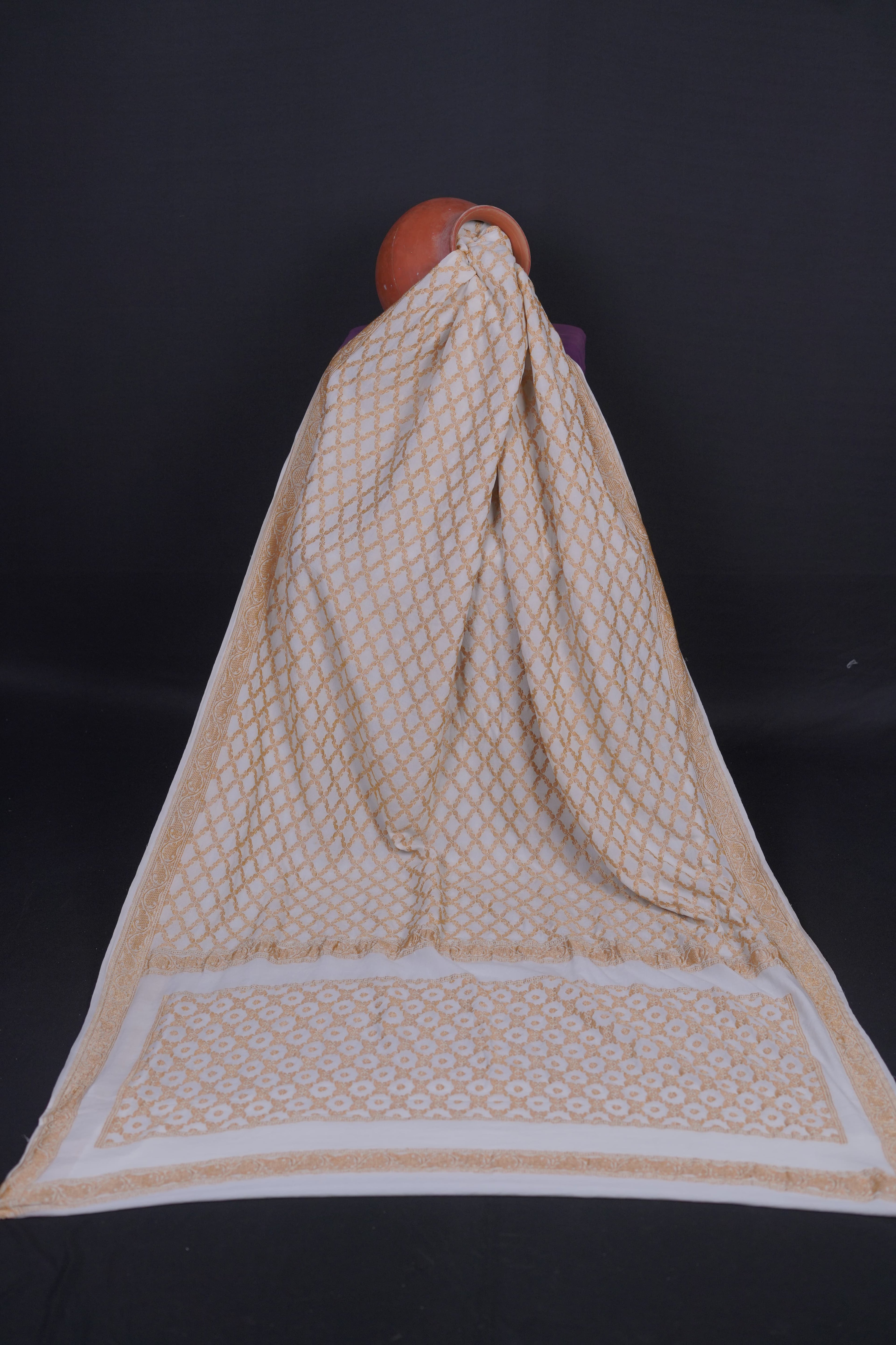Pure Banarasi Handloom Khaddi Georgette Real Zari Kadhuwa Jungla Saree