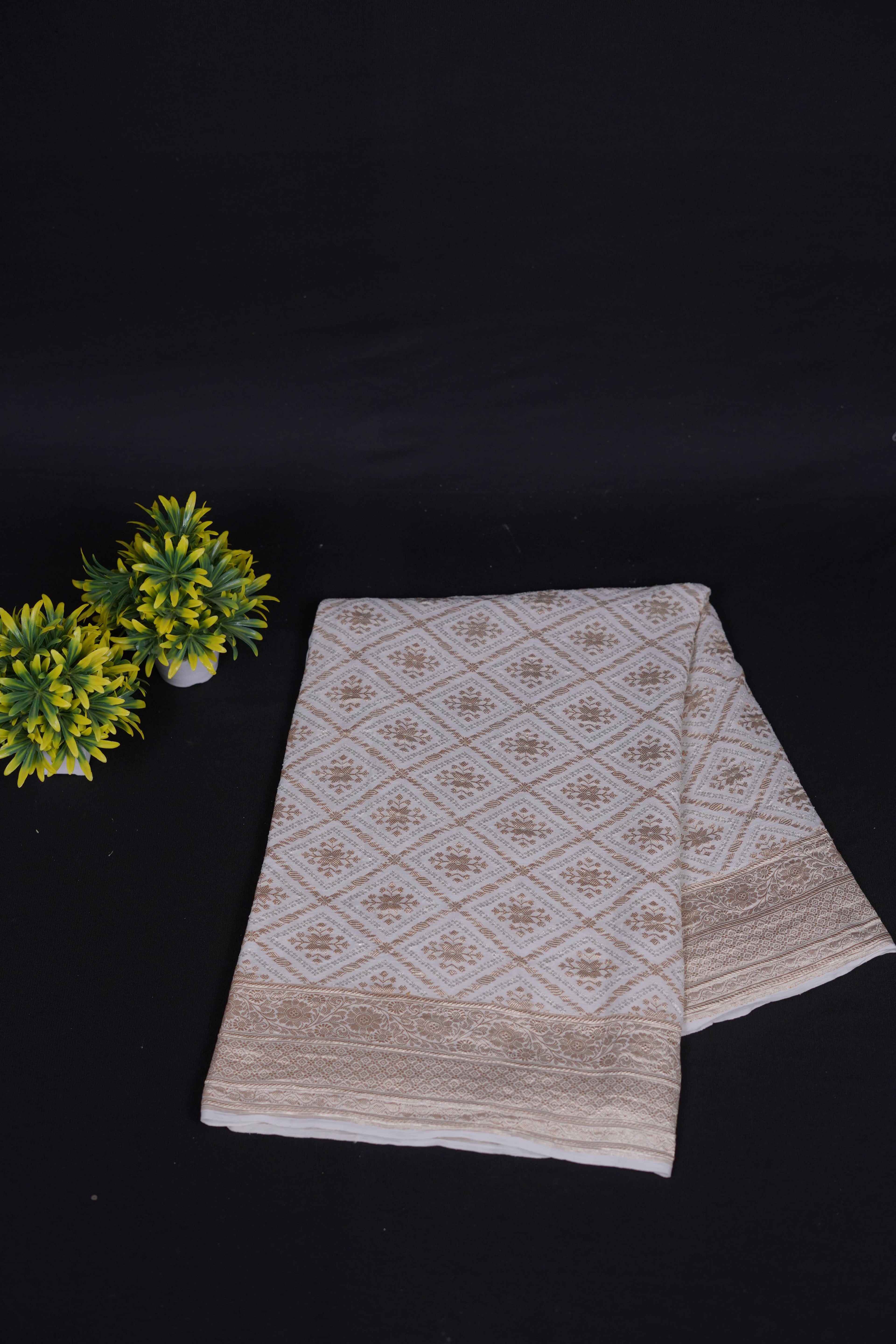 Pure Banarasi Handloom Khaddi Georgette ikkat Real Zari Kadhuwa Jungla Saree