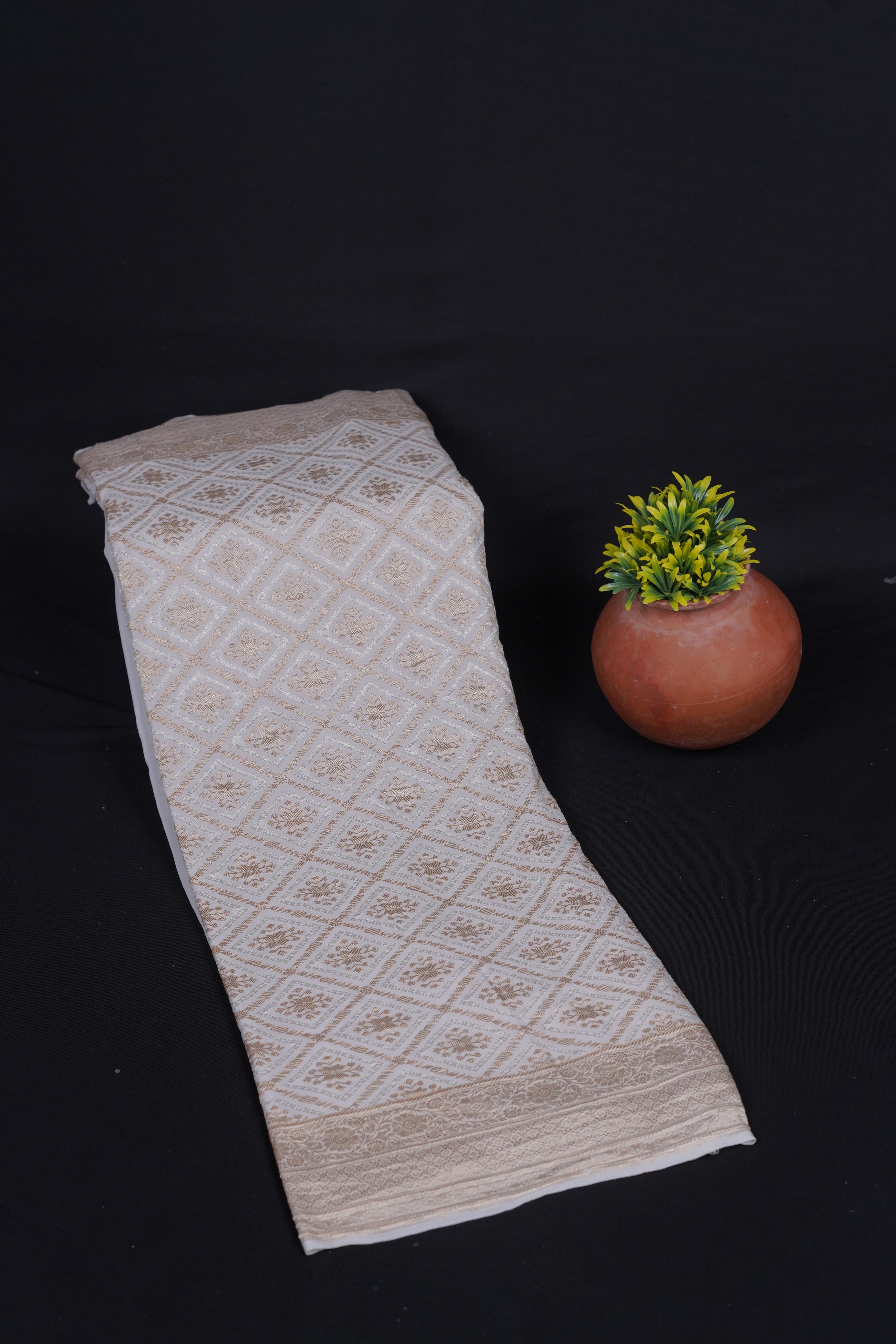 Pure Banarasi Handloom Khaddi Georgette ikkat Real Zari Kadhuwa Jungla Saree