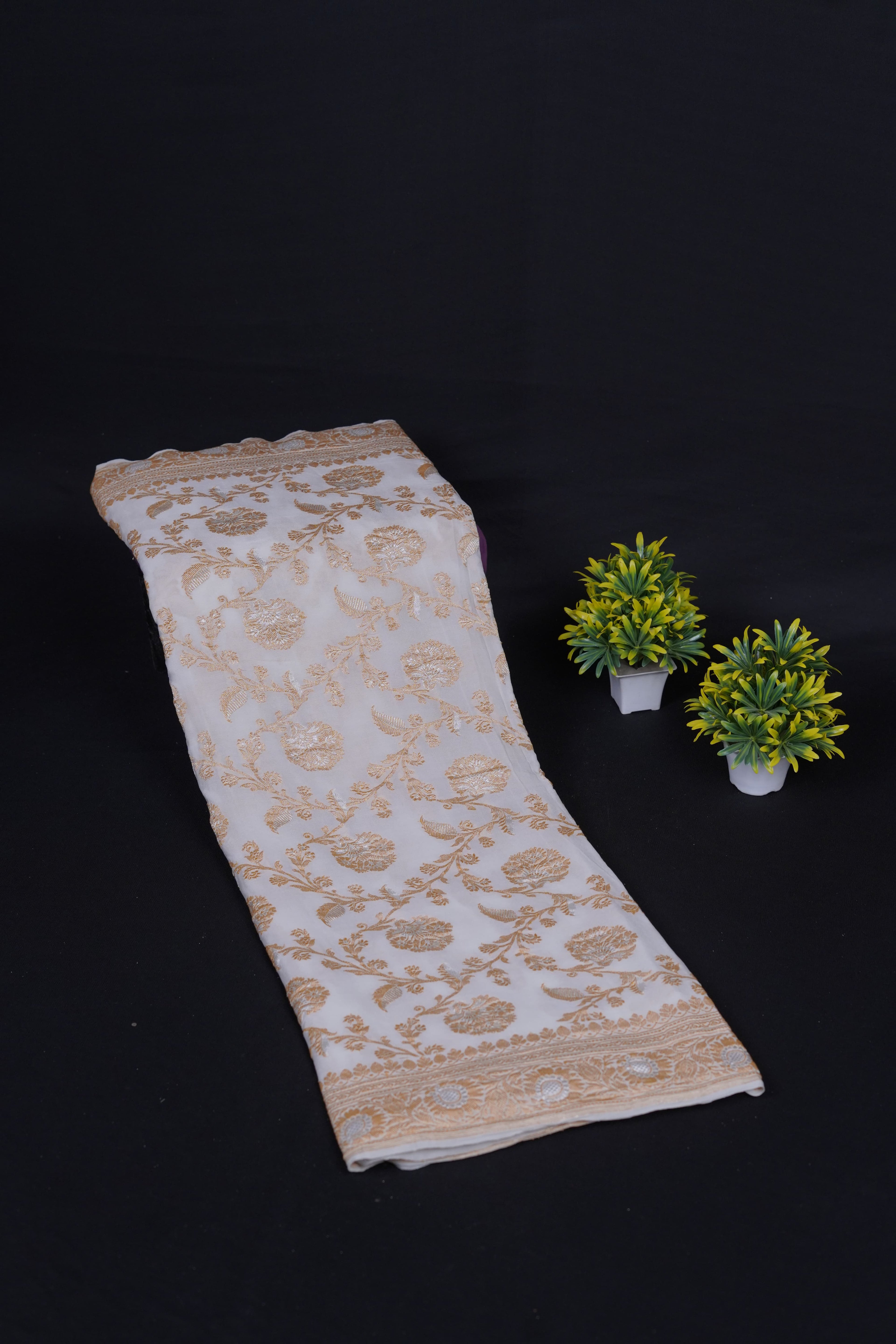 Pure Banarasi Handloom Khaddi Georgette Real Zari Jungla Saree