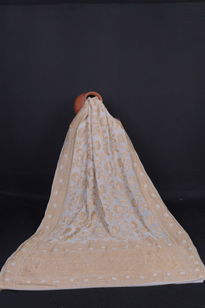 Pure Banarasi Handloom Khaddi Georgette Real Zari Jungla Saree