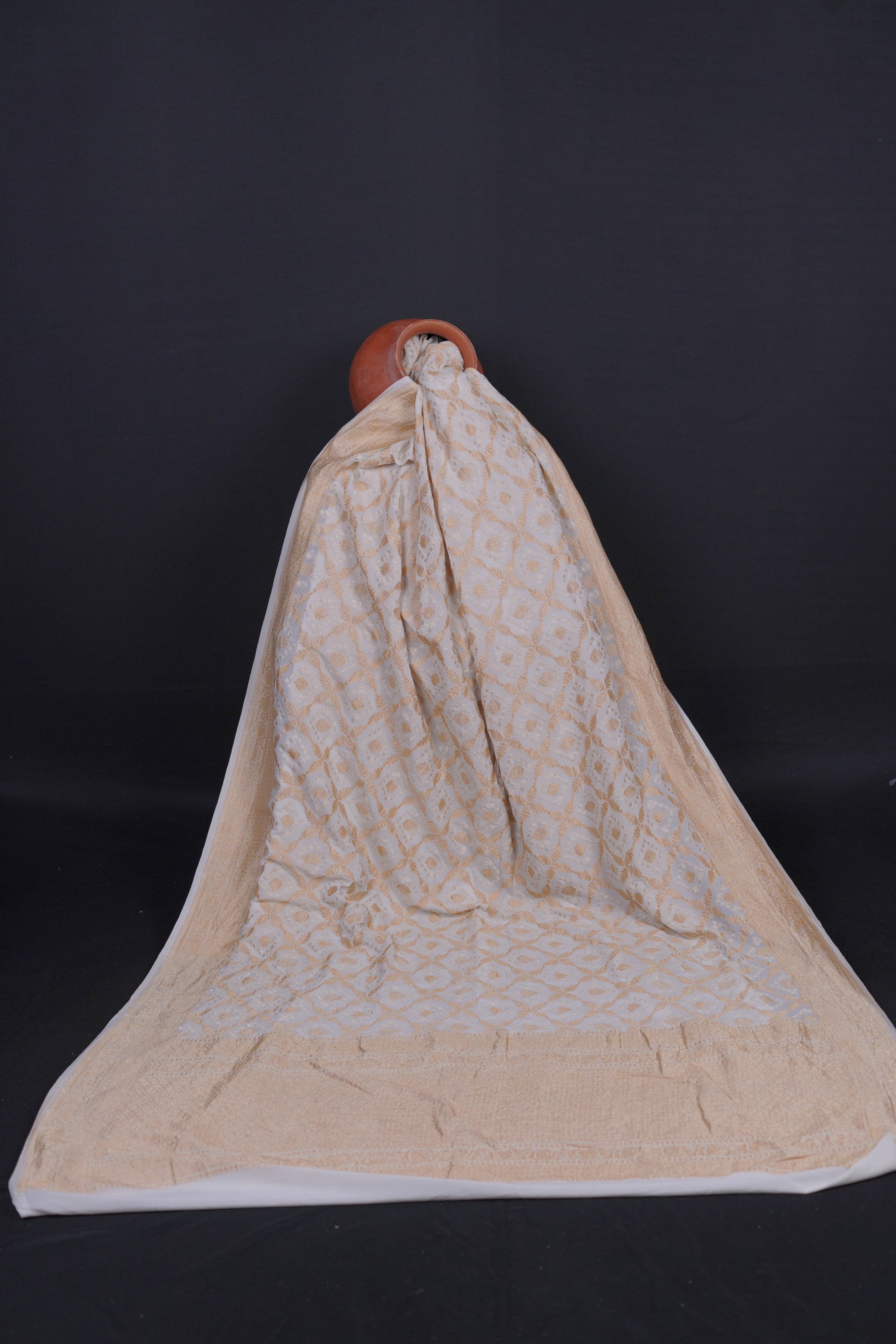 Pure Banarasi Handloom Khaddi Georgette Real Zari Jungla Saree