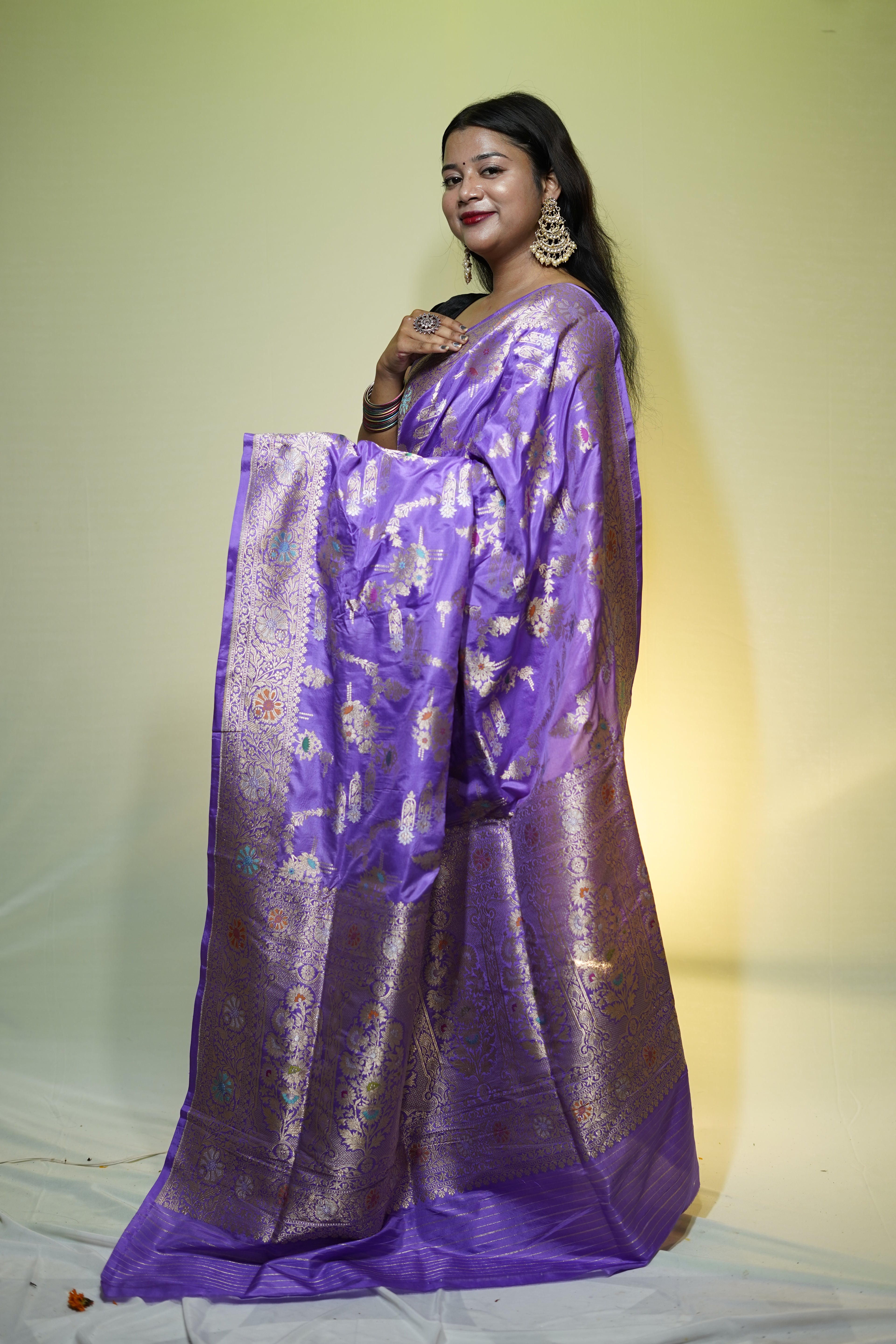 Pure Banarasi Handloom Katan Jamdani Saree
