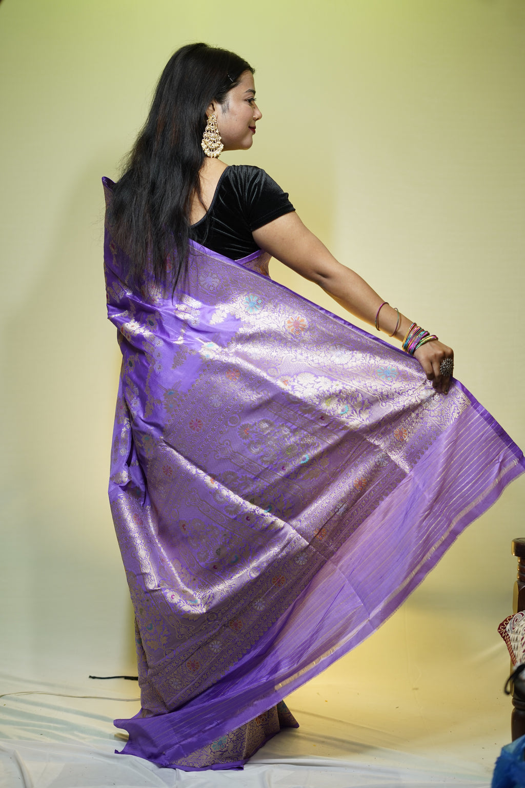Pure Banarasi Handloom Katan Jamdani Saree
