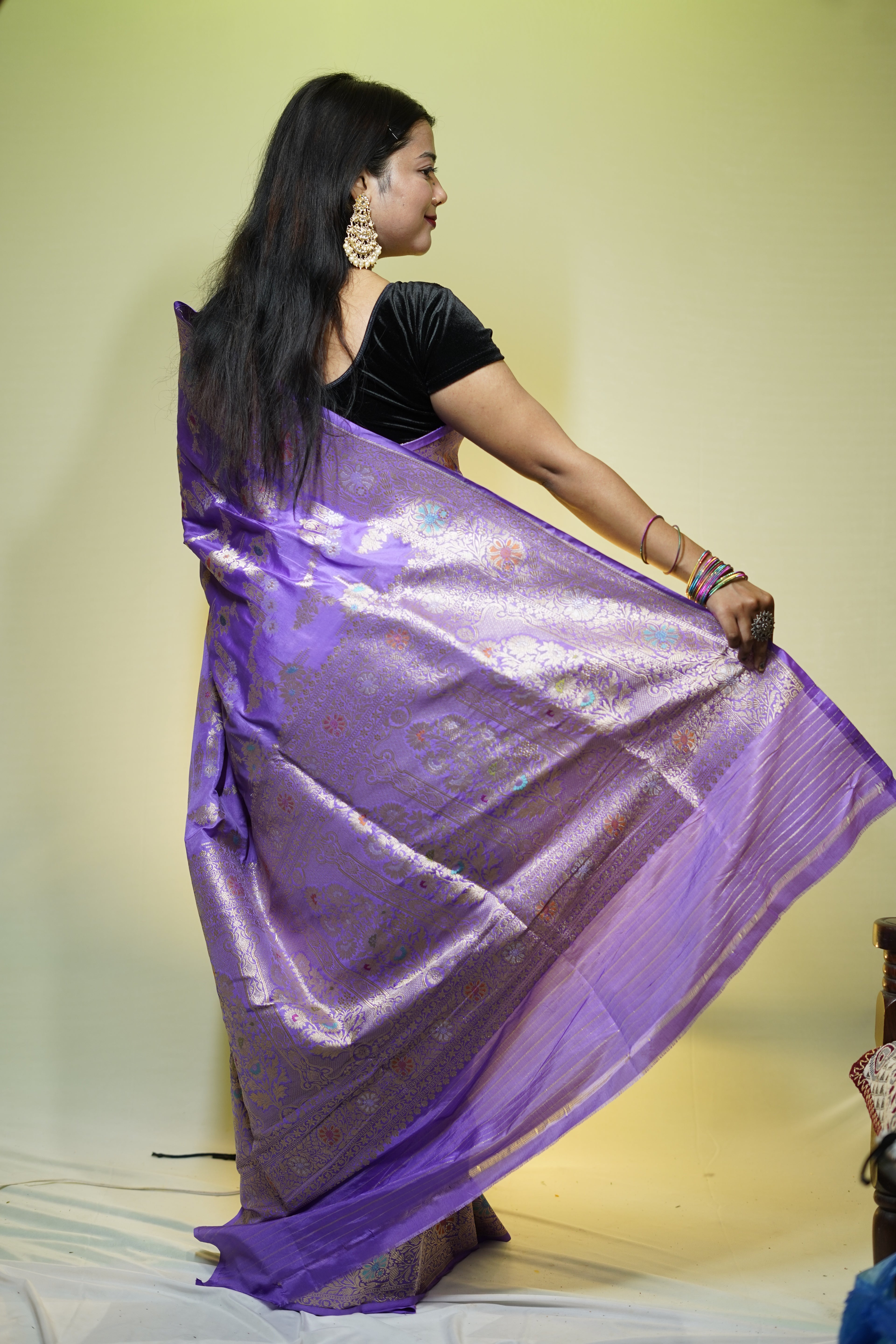 Pure Banarasi Handloom Katan Jamdani Saree