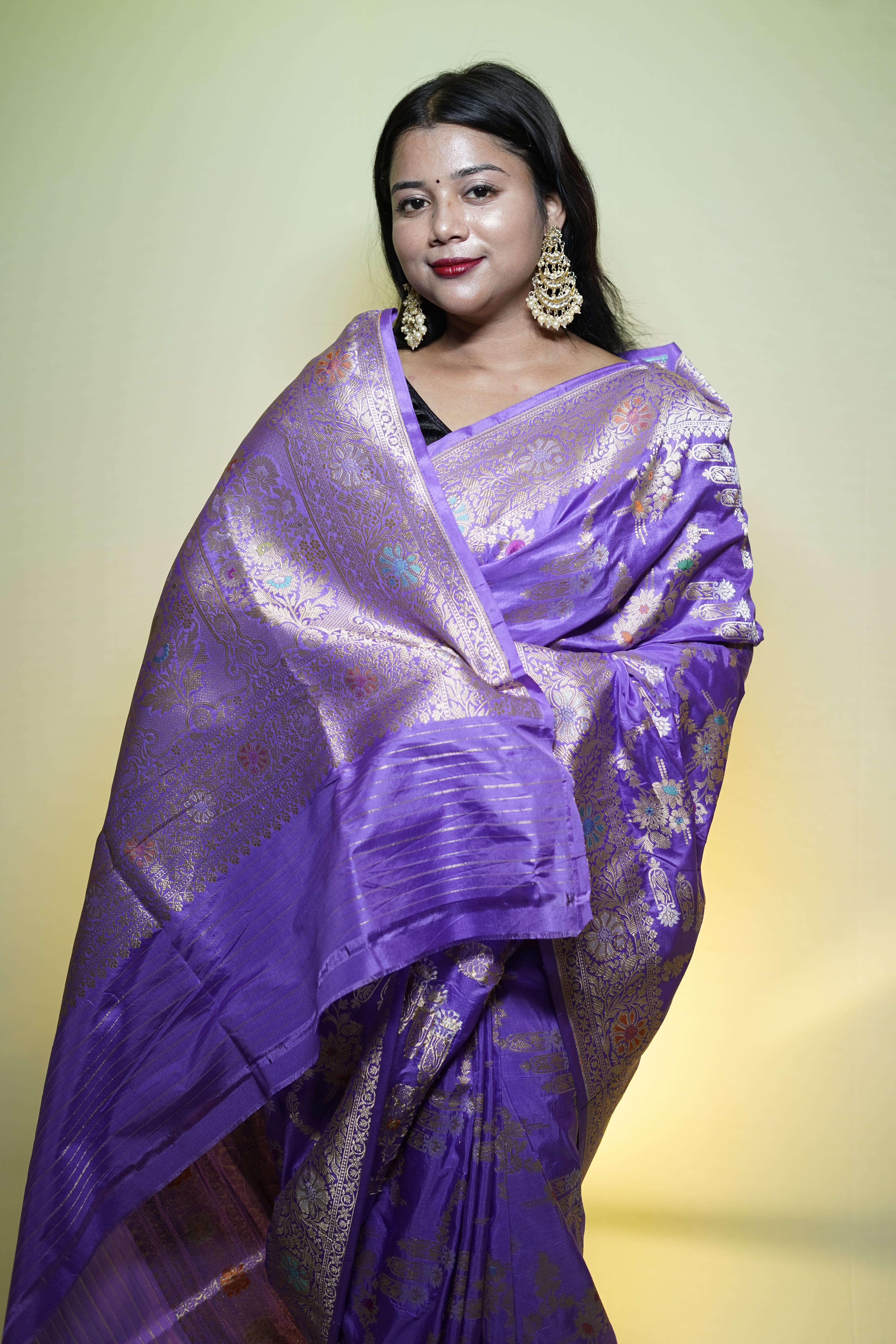 Pure Banarasi Handloom Katan Jamdani Saree