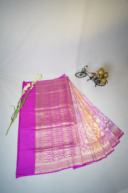 Pure Banarasi Handloom Katan Mashru Silk Multi Saree