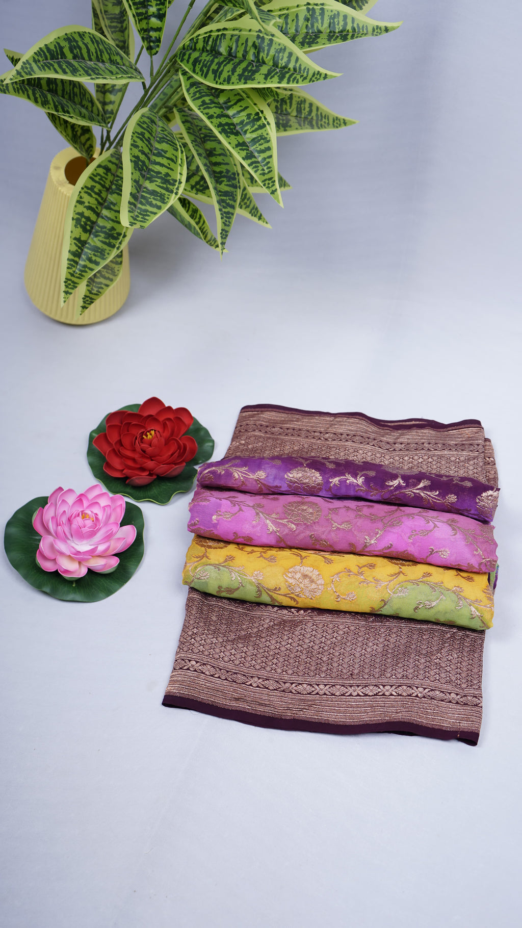 Pure Banarasi Handloom Khaddi Georgette Rainbow Saree
