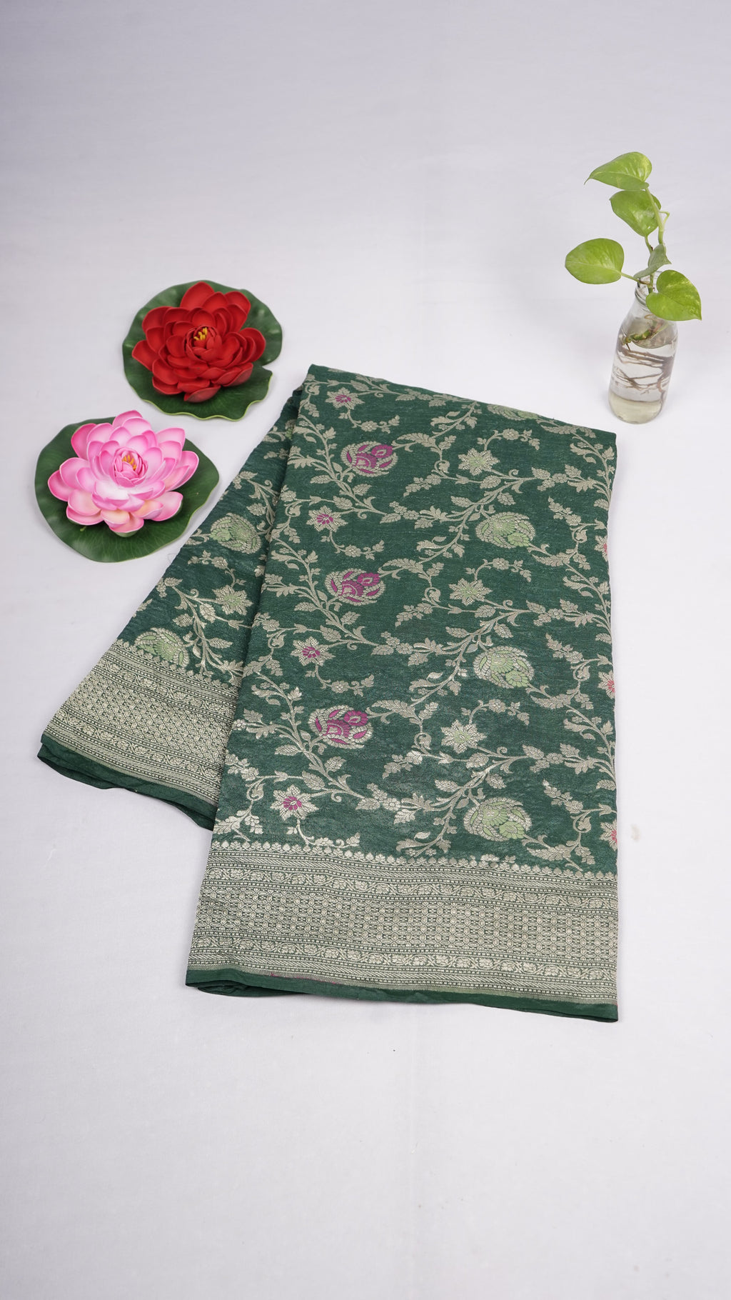 Pure Banarasi Handloom Khaddi Georgette Matka Saree
