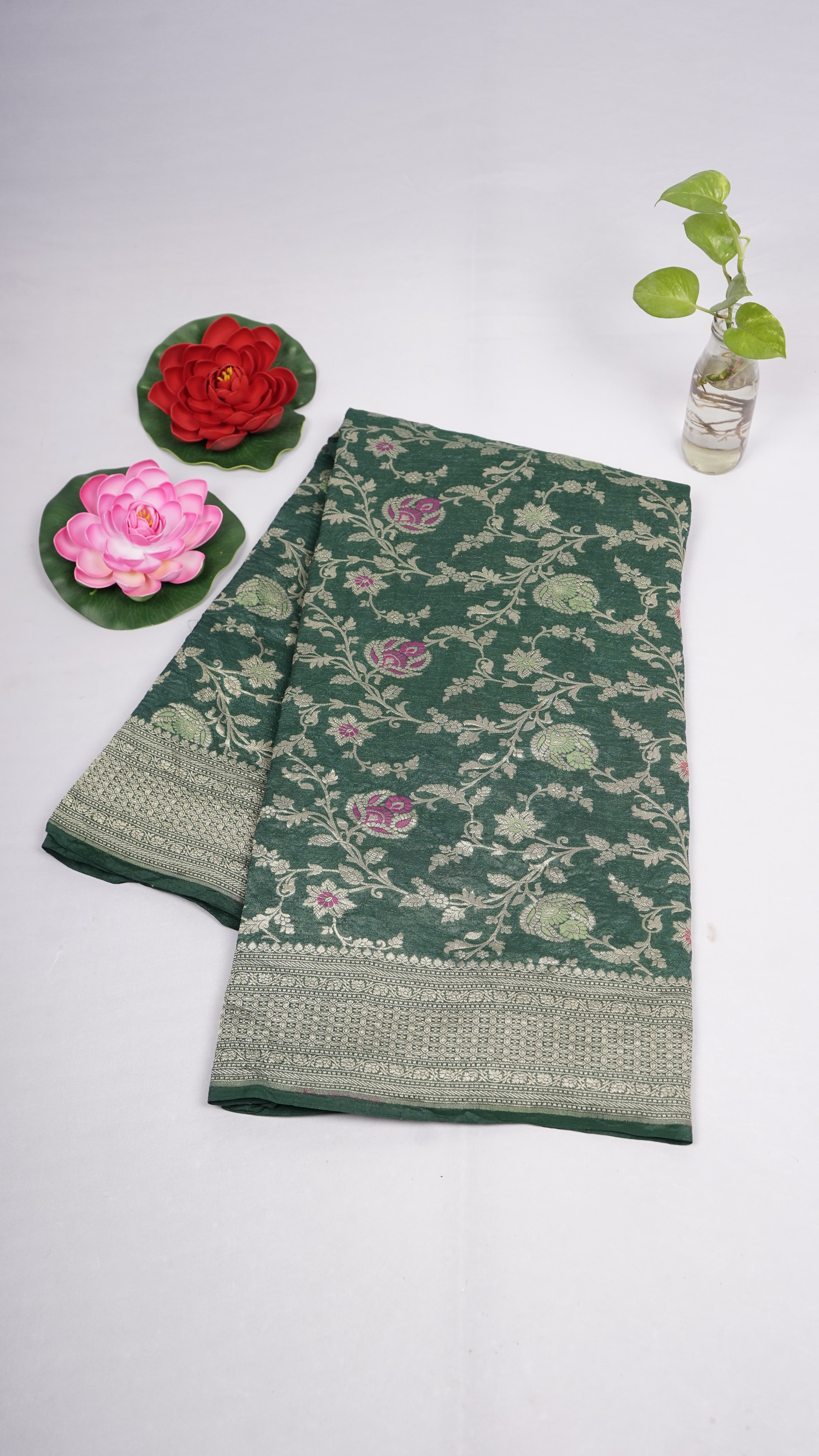 Pure Banarasi Handloom Khaddi Georgette Matka Saree