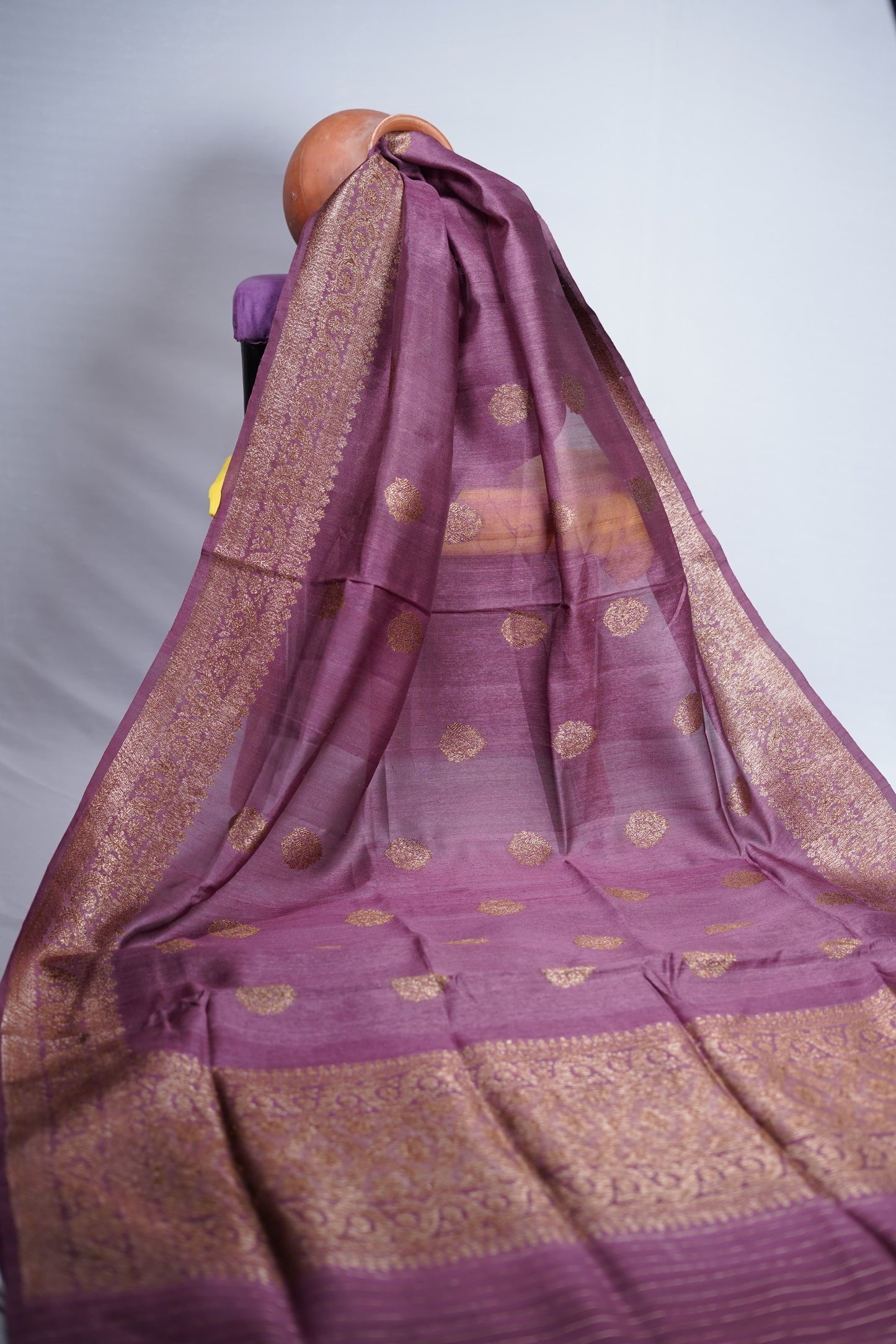 Pure Banarasi Handloom Katan Tussar Saree