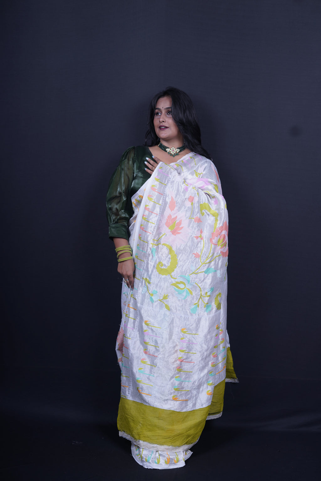 Pure Banarasi Handloom Tussar Georgette Saree