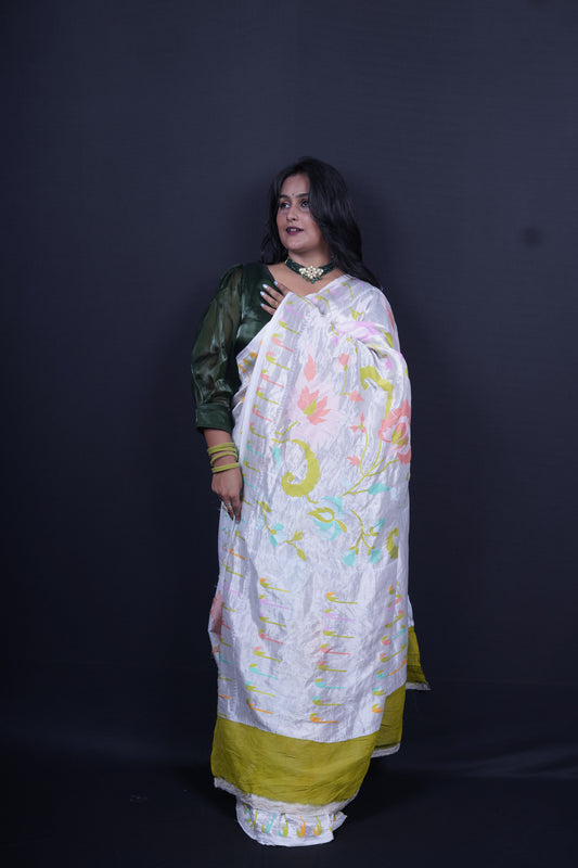 Pure Banarasi Handloom Tussar Georgette Saree