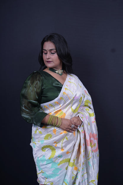 Pure Banarasi Handloom Tussar Georgette Saree
