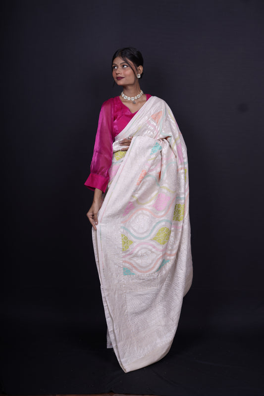 Pure Banarasi Handloom Tussar Georgette Saree