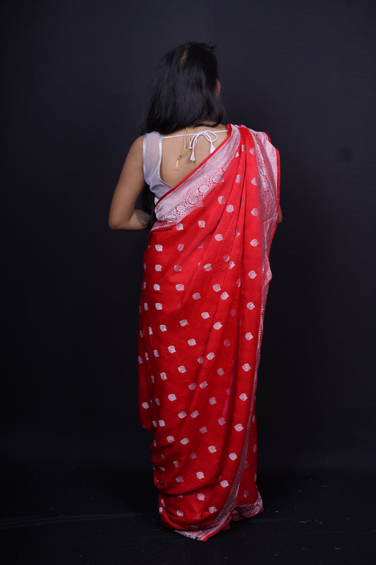 Pure Banarasi Handloom Mashru Boota Saree
