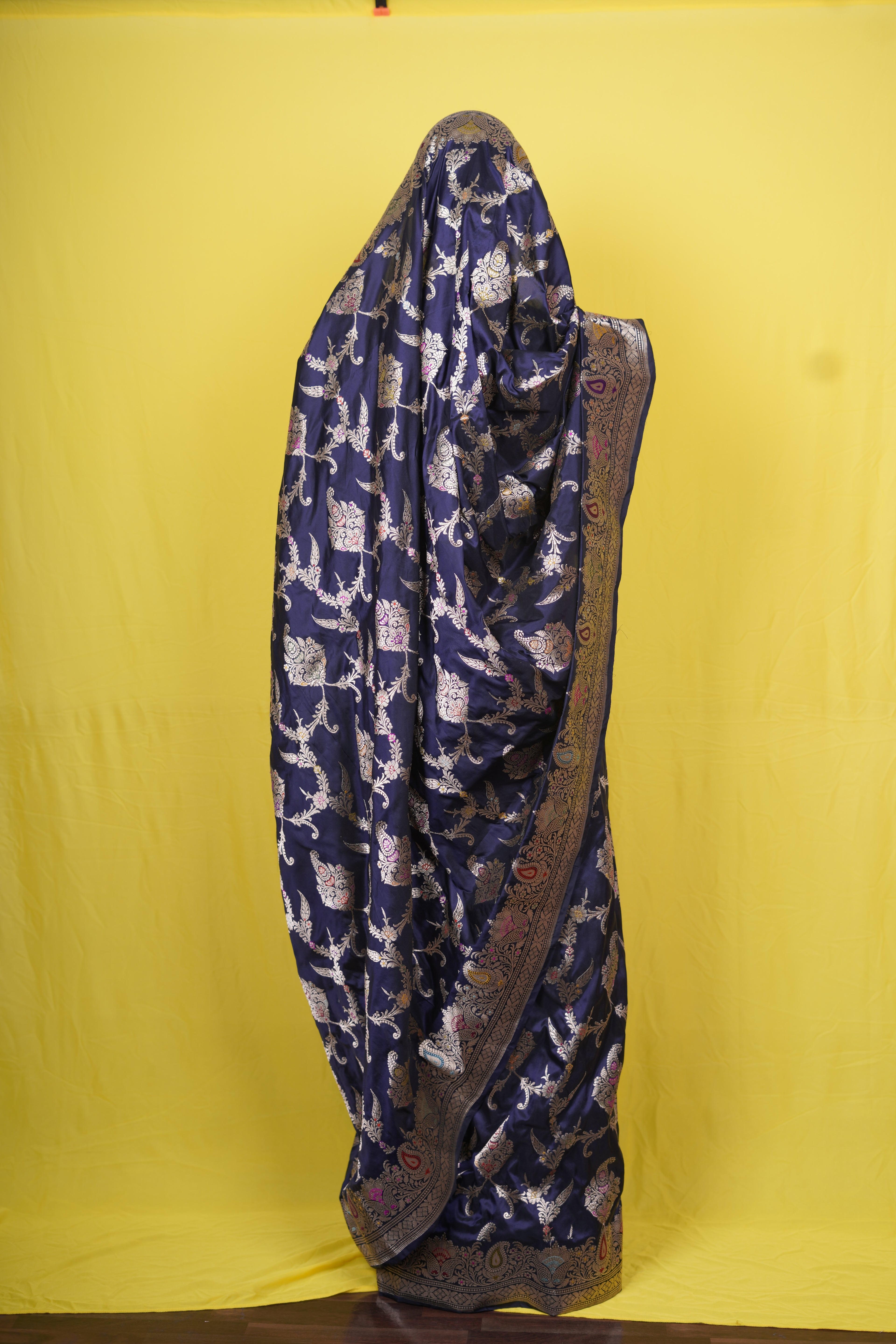 Pure Banarasi Handloom Katan Jamdani Jangla Saree
