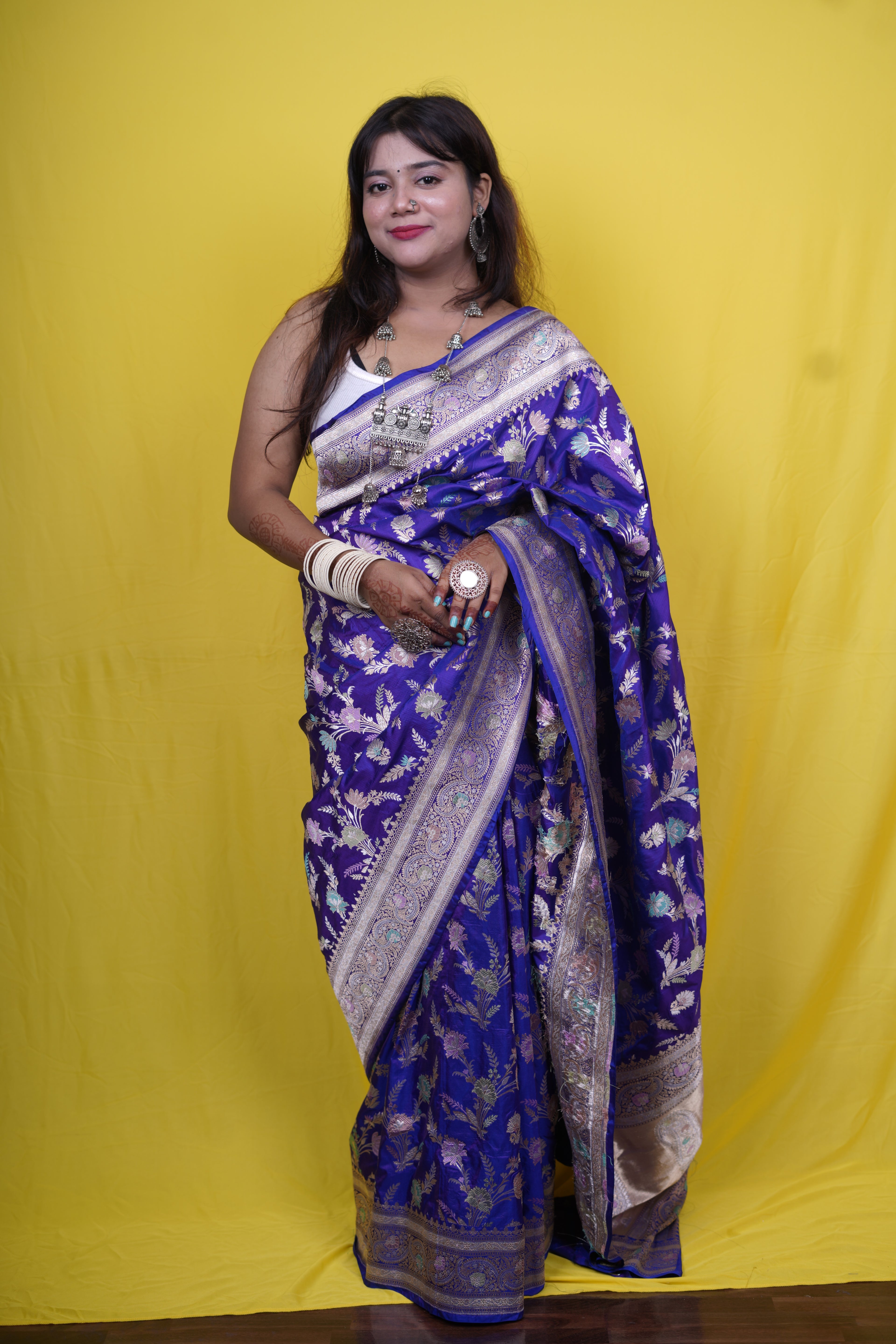 Pure Banarasi Handloom Katan Tilfi Jamdani  Saree