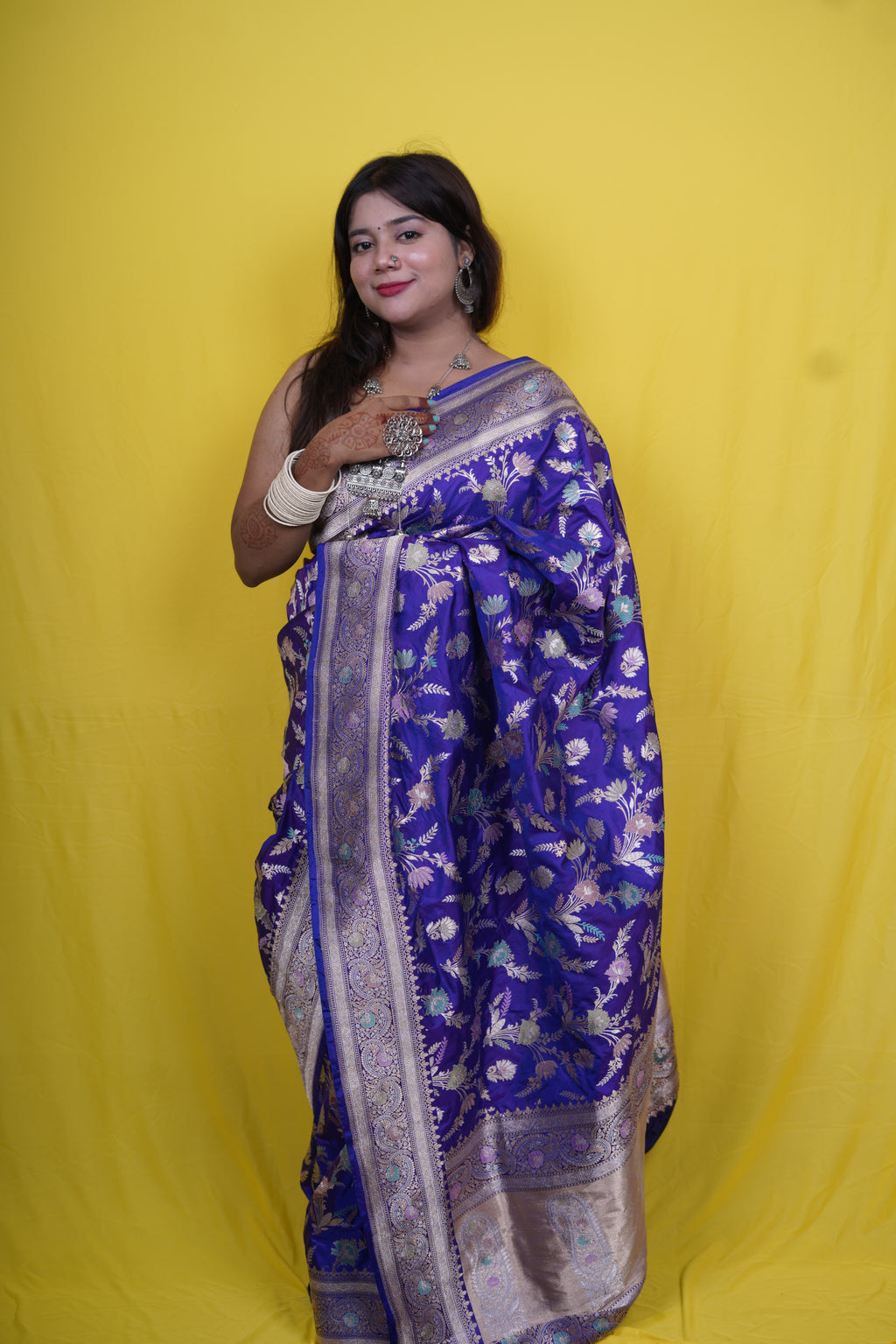 Pure Banarasi Handloom Katan Tilfi Jamdani  Saree
