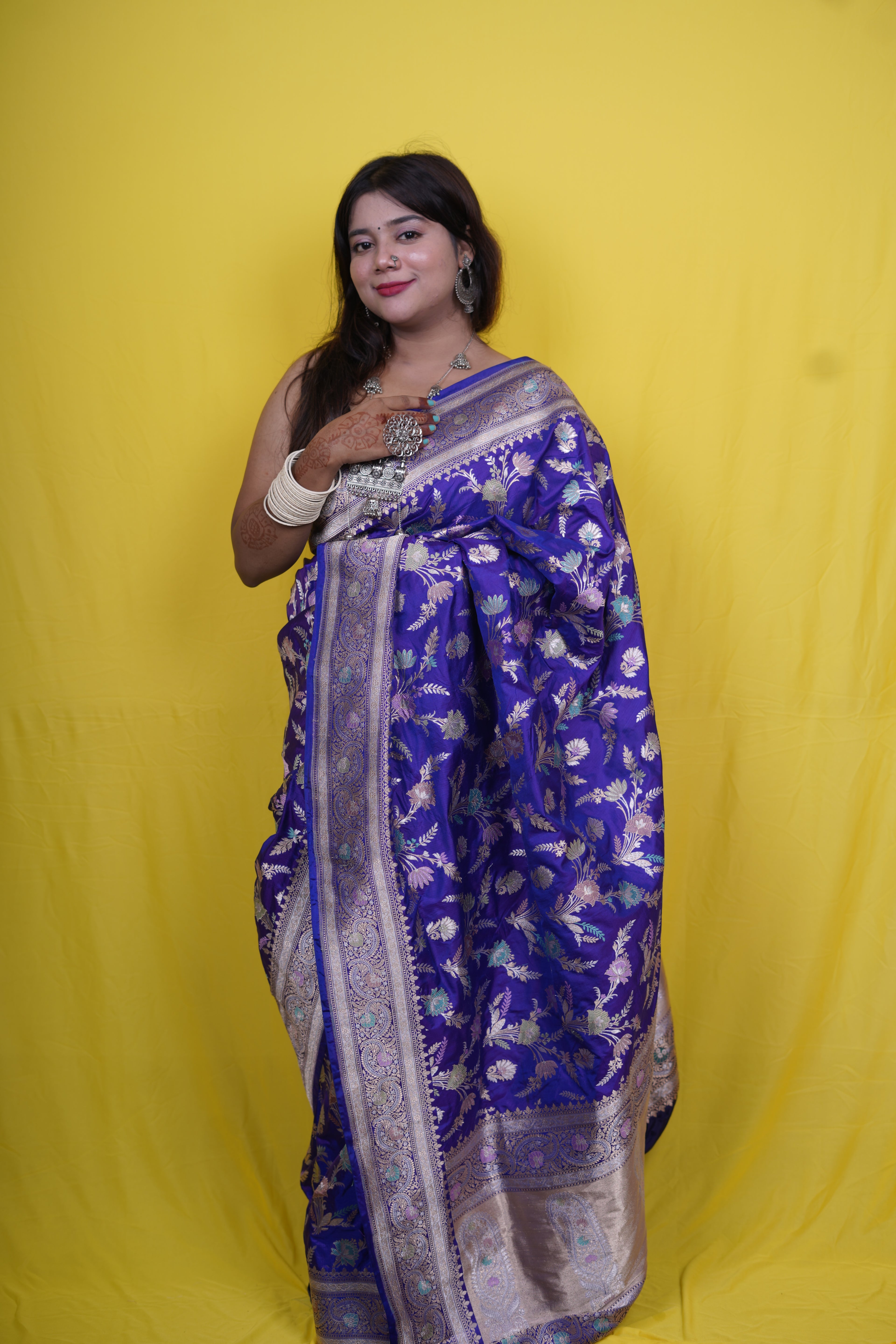 Pure Banarasi Handloom Katan Tilfi Jamdani  Saree