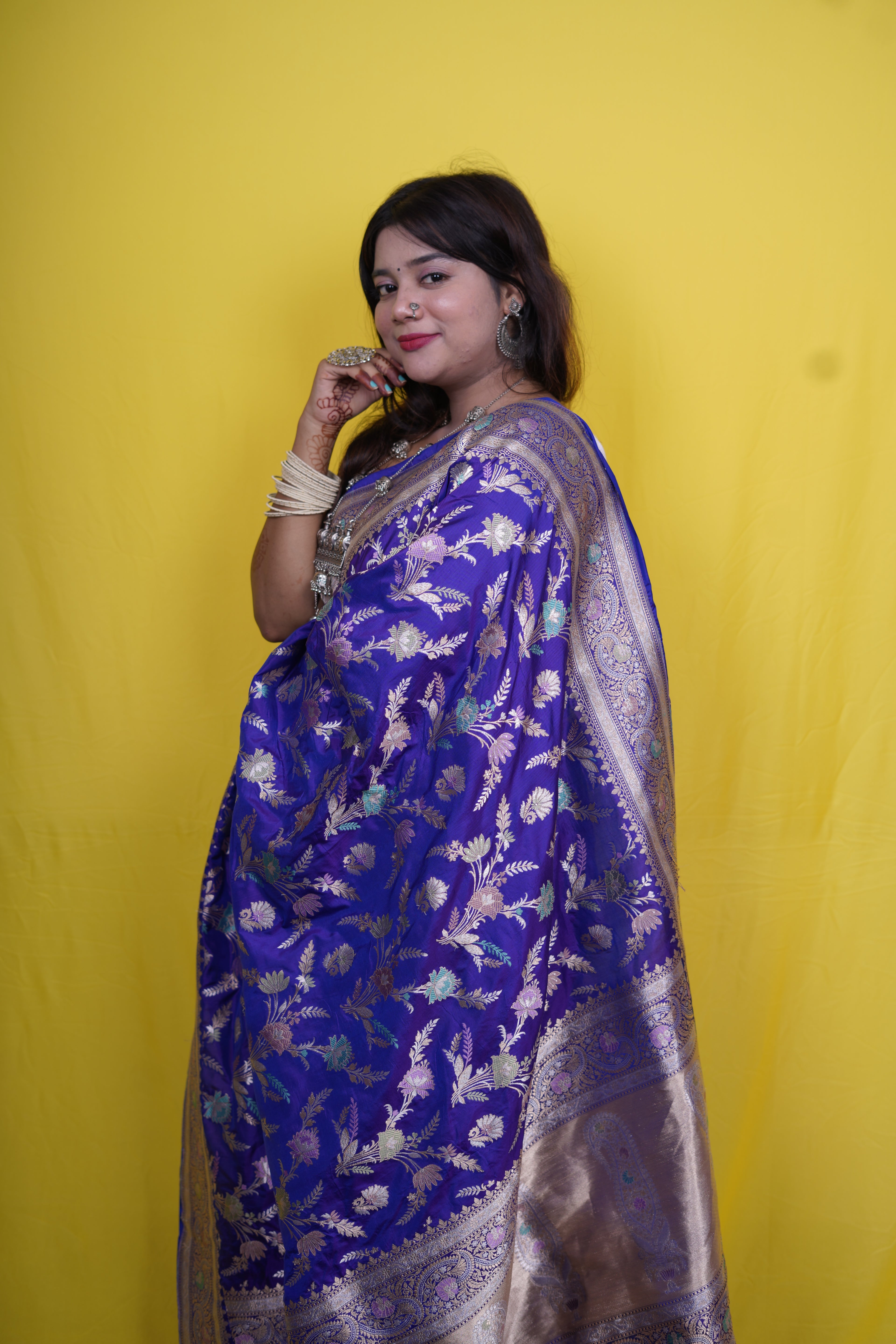 Pure Banarasi Handloom Katan Tilfi Jamdani  Saree