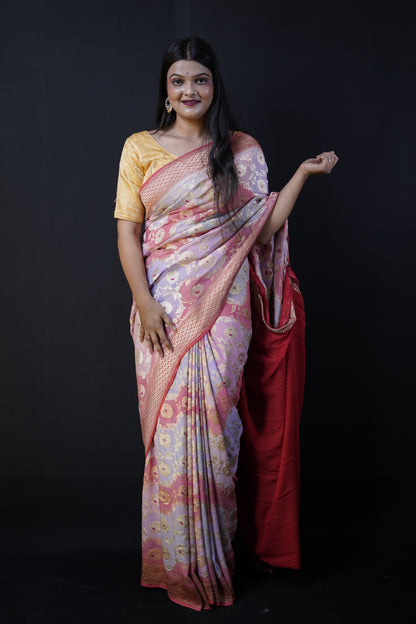 Pure Banarasi Handloom Khaddi Georgette Mina Multi Saree