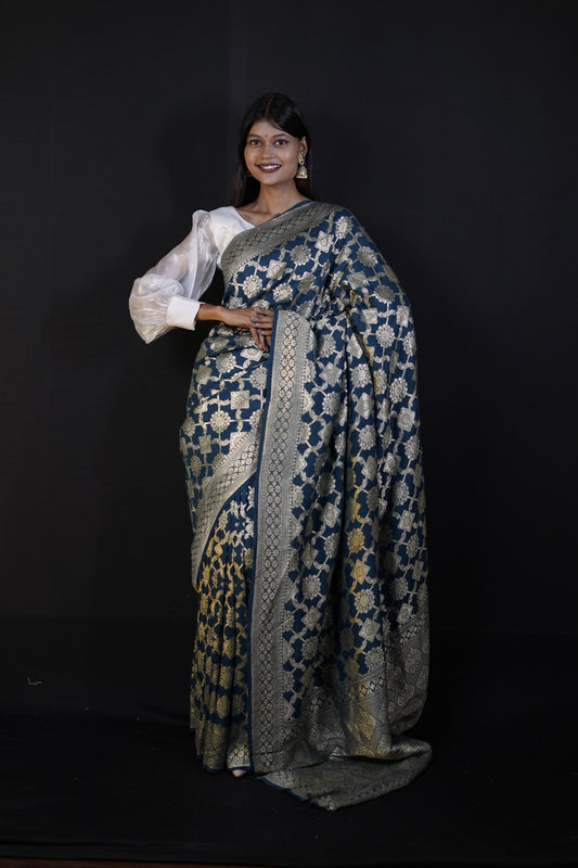 Pure Banarasi Handloom Moonga Georgette Saree